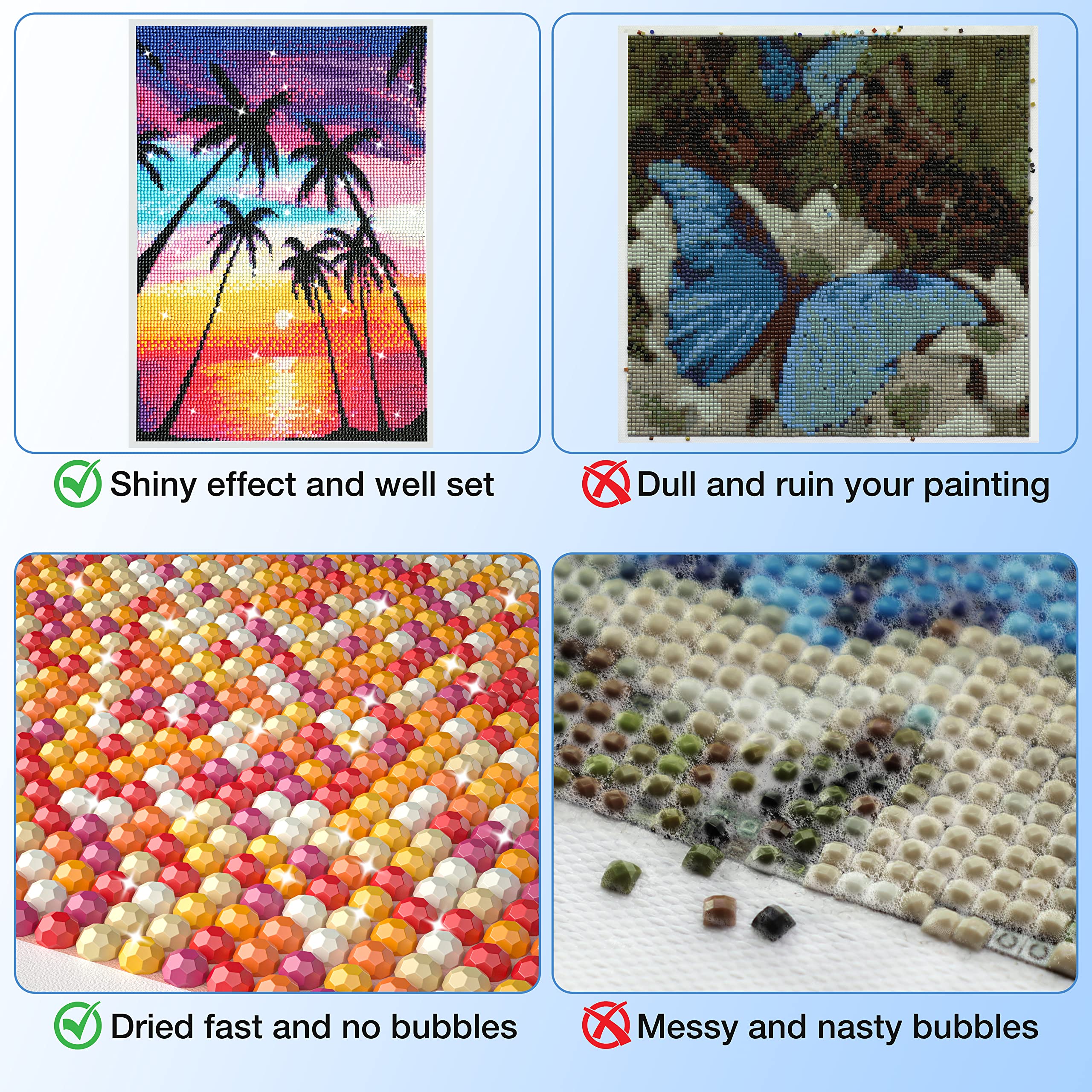 Premium 5D Diamond Painting Sealer 2-Pack (500ml/17.6oz) with Silicone Brush - Permanent Hold & High Shine Finish for DIY Diamond Art, Jigsaw Puzzles - Perfect for Home Decor, Craft Projects & Gift Making