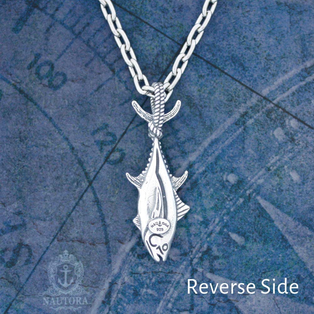 Tuna Fish Necklace - Sterling Silver Pendant on 24