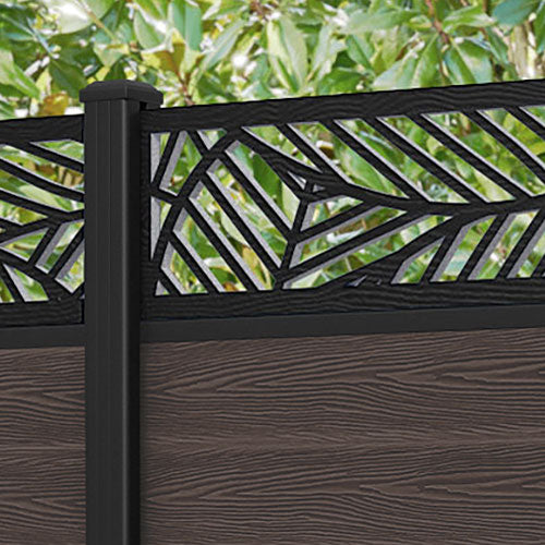 Classic Habitat Fence Panel - Mid Brown Wooden Privacy Screen with Aluminum Posts for Garden, Backyard, and Outdoor Decoration