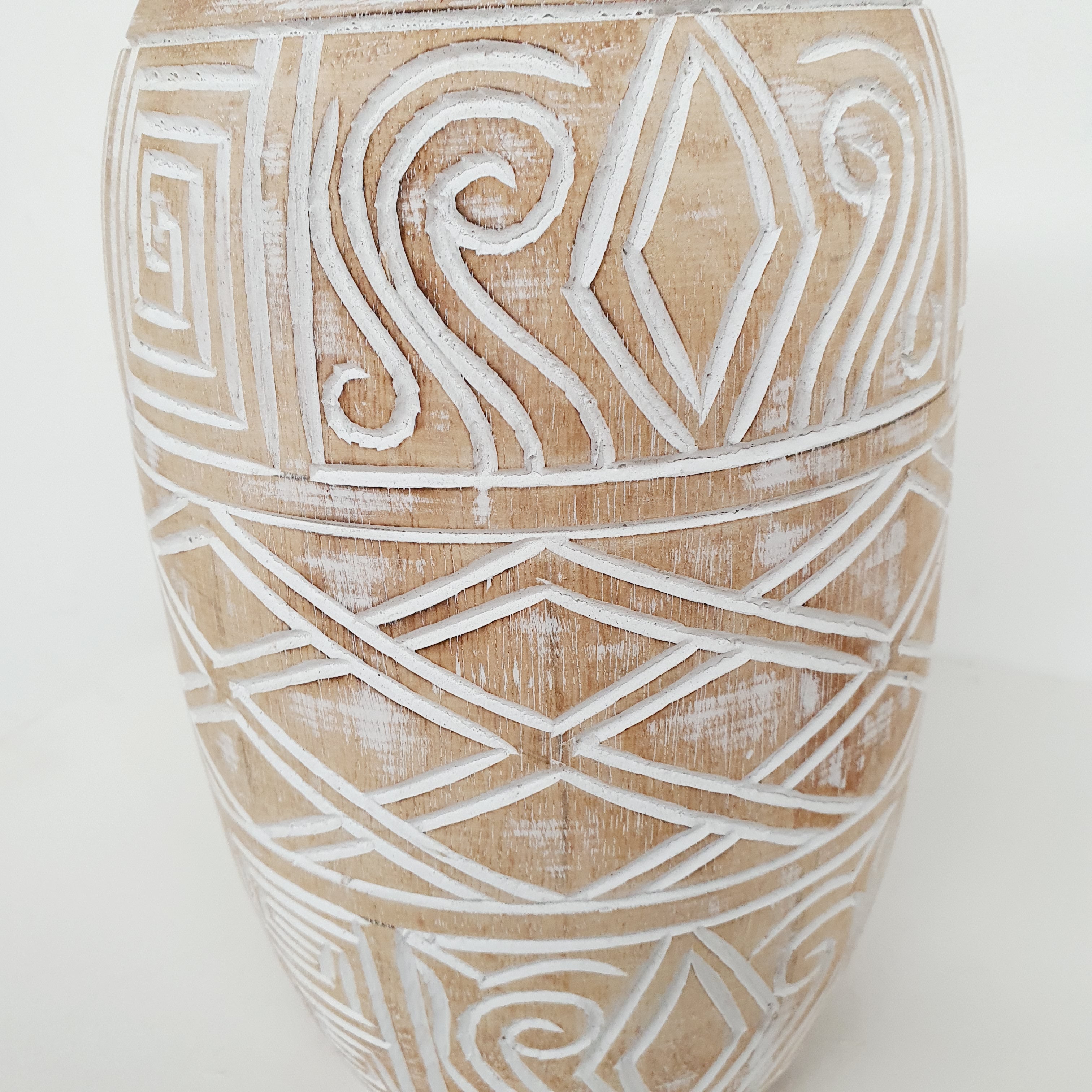 Handmade Wooden Timor Vase - Natural Teak Home Decor for Living Room, Bedroom & Office - Perfect for Flowers, Centerpieces & Boho Style Interior Design