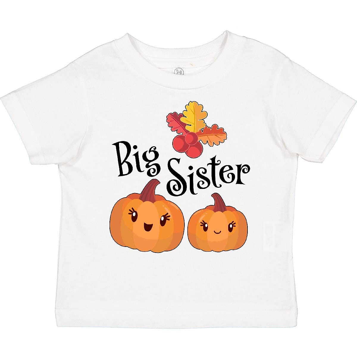 Inktastic Big Sister Pumpkins with Fall Leaves Toddler T-Shirt - Cute Autumn Sibling Outfit for Toddler Girls