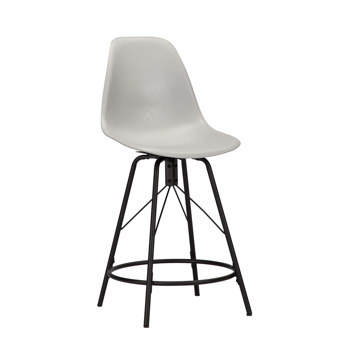 Alunaune 24 Inch Swivel Bar Stools Set of 4 - Mid Century Modern Counter Height Barstools, Armless Bar Chairs with Back Support in Grey - Perfect for Kitchen Islands, Breakfast Bars & Home Bars