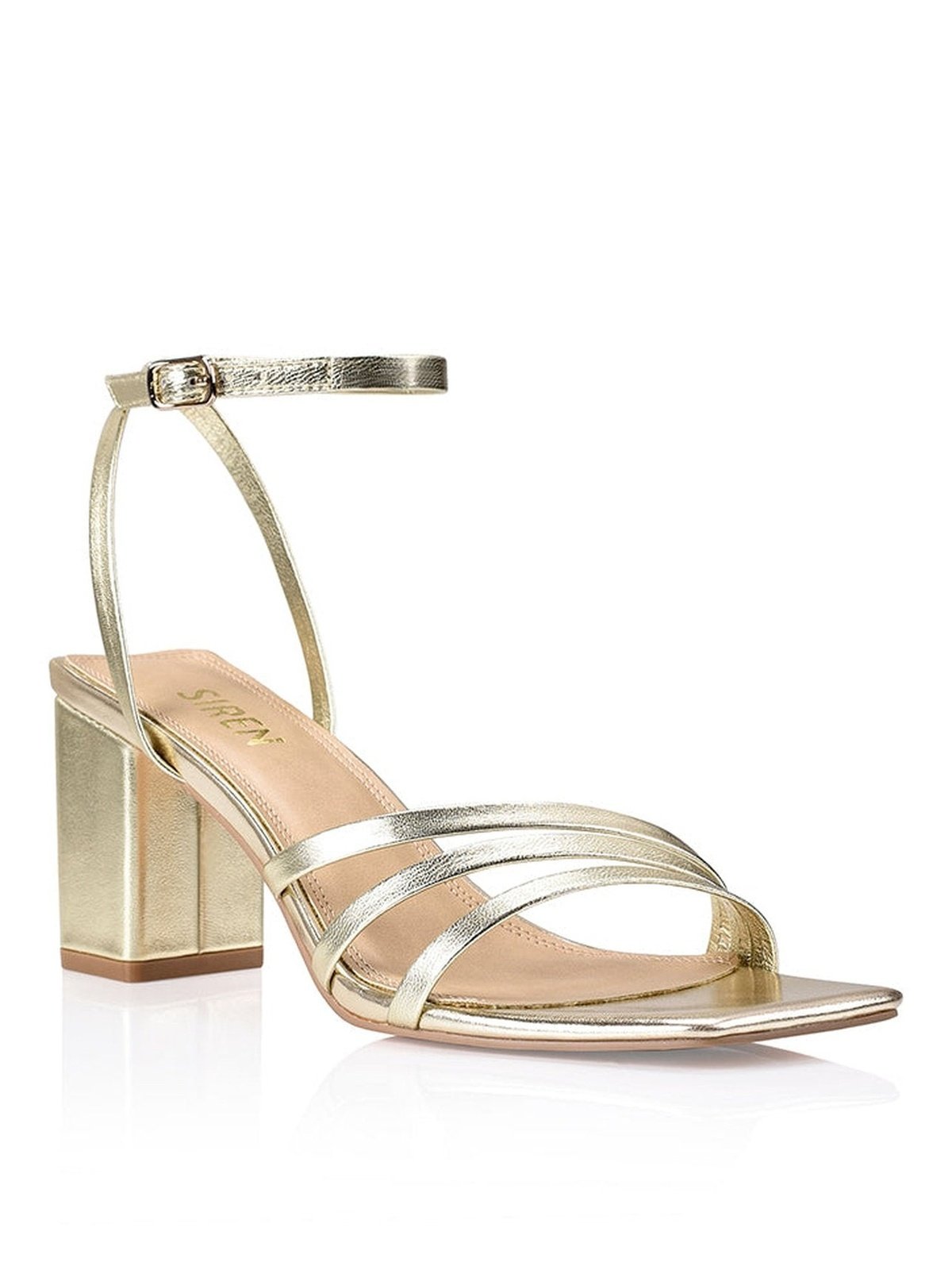 Tessie Block Heel Sandals - Soft Gold Metallic Women's Shoes | Comfortable & Stylish for Summer, Weddings & Parties