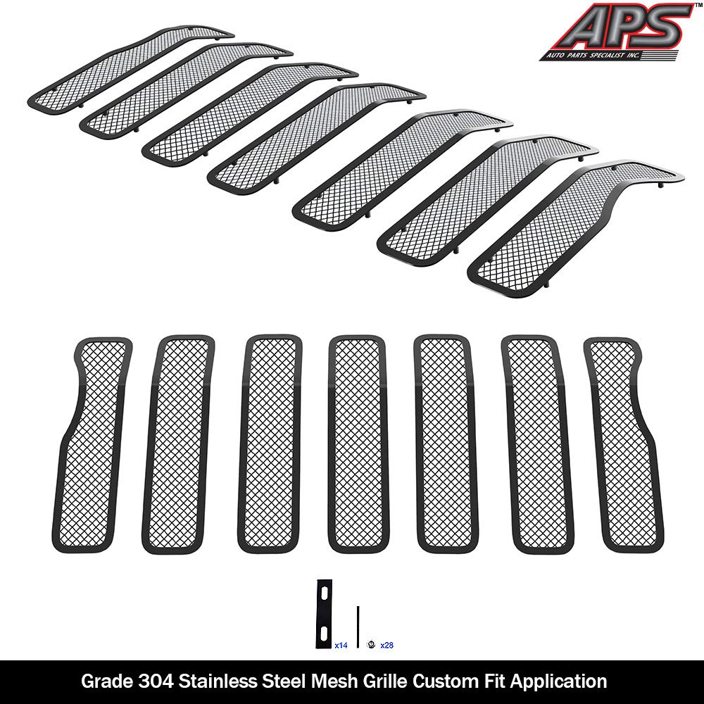 Premium Stainless Steel Black Mesh Grille Insert for 2020-2021 Jeep Gladiator | Durable Upper Grille Replacement N19-H54057J | Off-Road & Street Style Upgrade
