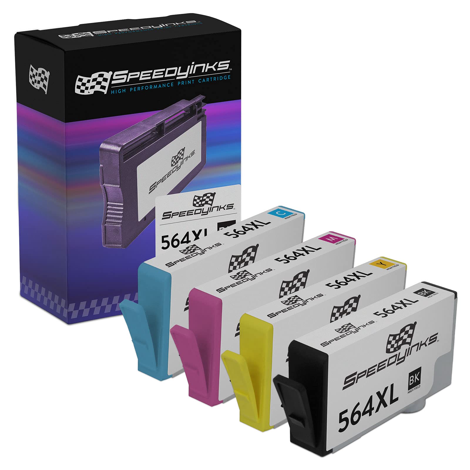 SPEEDYINKS HP 564XL Compatible Ink Cartridge Replacement (4-Pack) - High Yield Black, Cyan, Magenta, Yellow - Works with HP Envy 5640, 5642, 5645, 5647, 5648 Printers - Perfect for Home Office Printing & Photo Projects