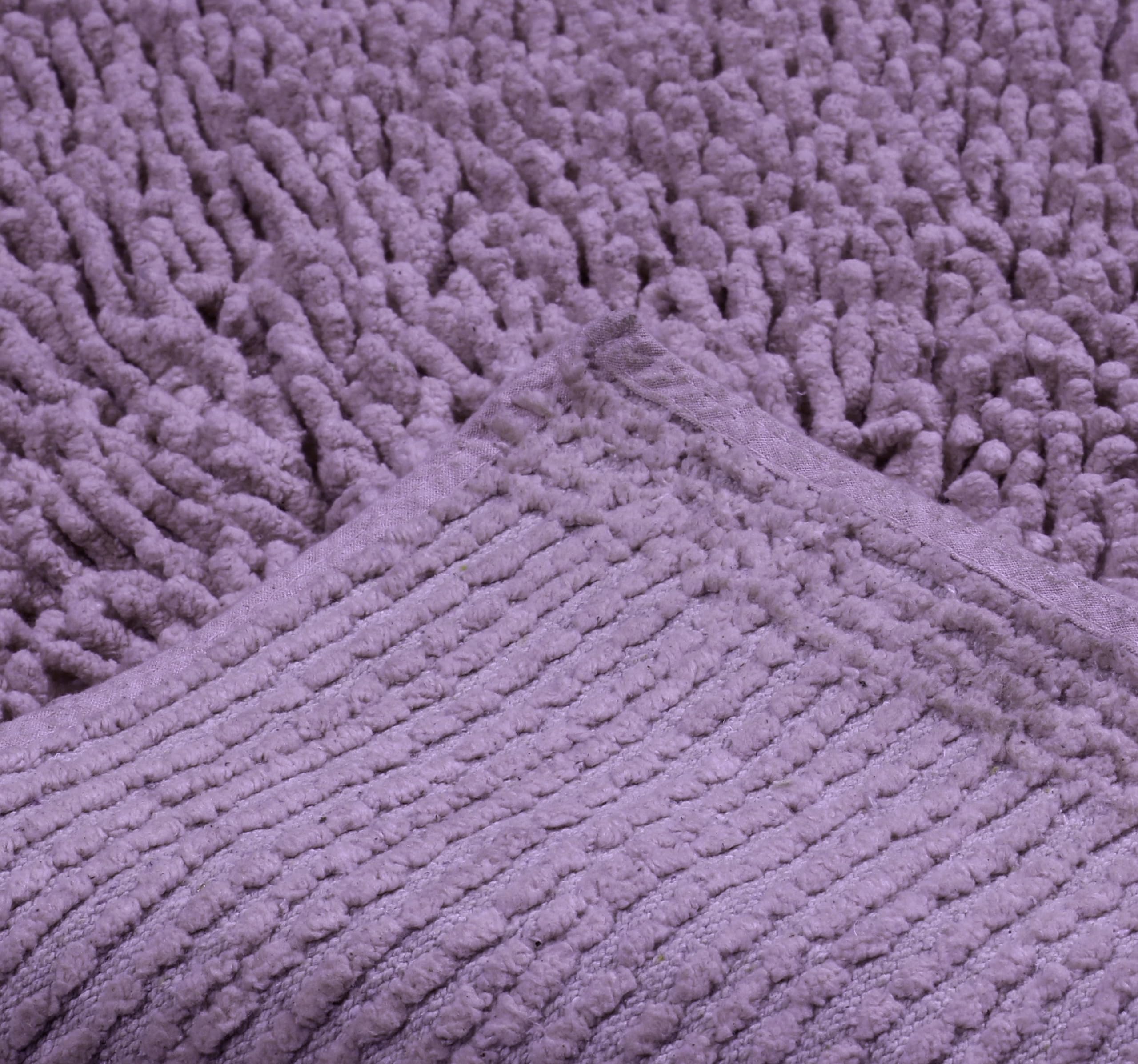 **Home Weavers Fantasia 100% Cotton Bath Rug Set - Ultra Soft, Absorbent & Washable Non-Slip Bathroom Mats - 3-Piece Set with Runner (Purple) - Perfect for Bathroom, Kitchen & Entryway Floor Protection**