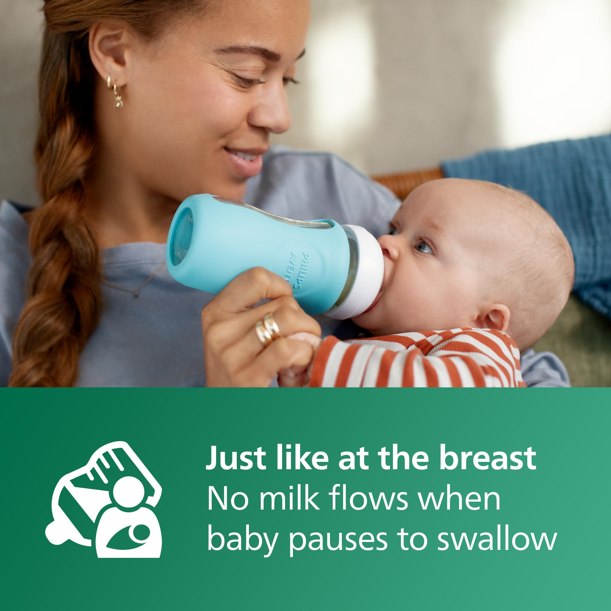 Philips Avent Natural Newborn Glass Baby Bottle Gift Set - 3x 4oz (Slow Flow) & 2x 8oz (Medium Flow) with Natural Response Nipples & 2 Silicone Sleeves - Perfect for Breastfeeding Transition & On-the-Go Feeding (SCD858/01)