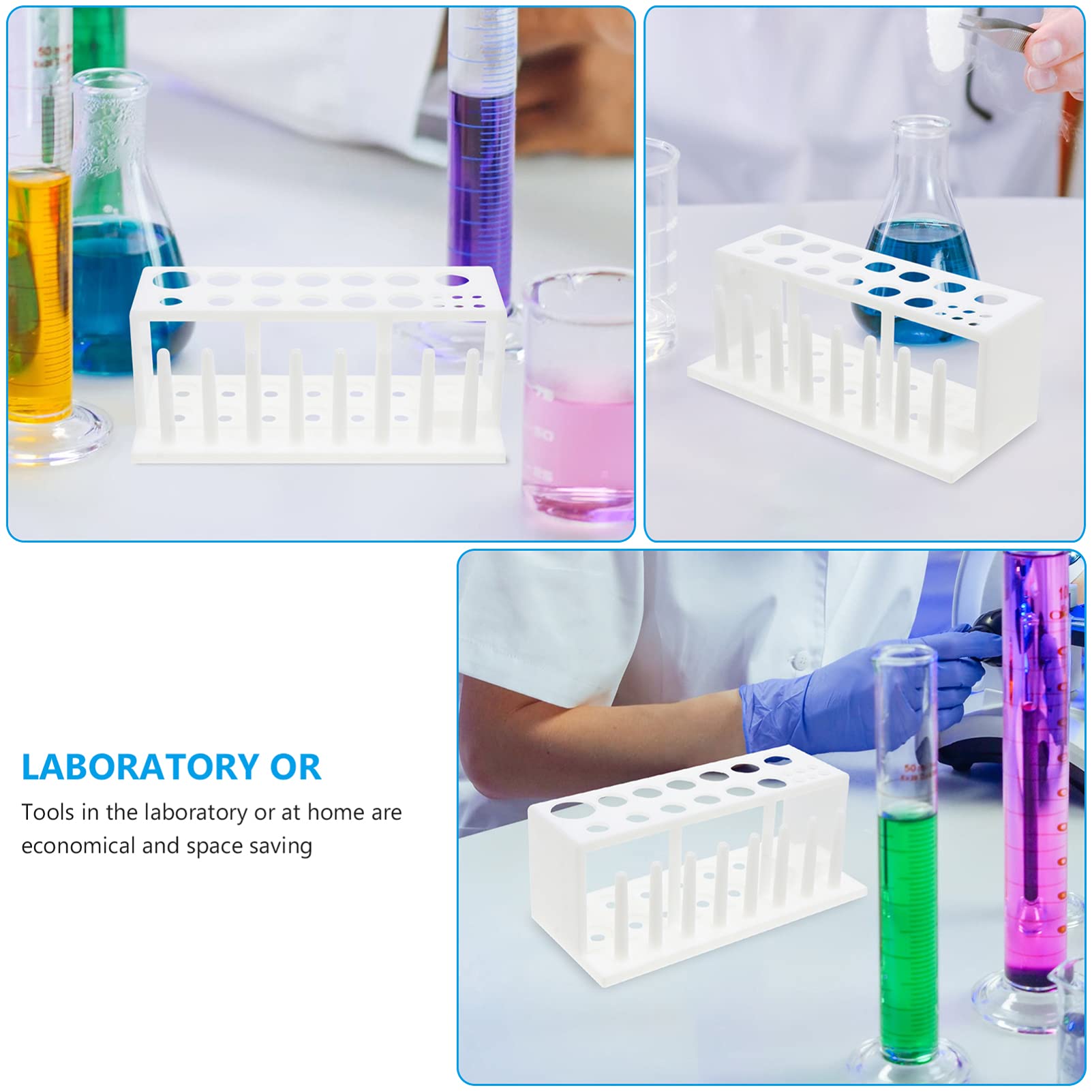 1pc Plastic Test Tube Rack - Laboratory Tube Holder for 6/12/24 Tubes, Durable Test Tube Stand with Stable Base for Science Experiments, School Labs & Home Chemistry Use