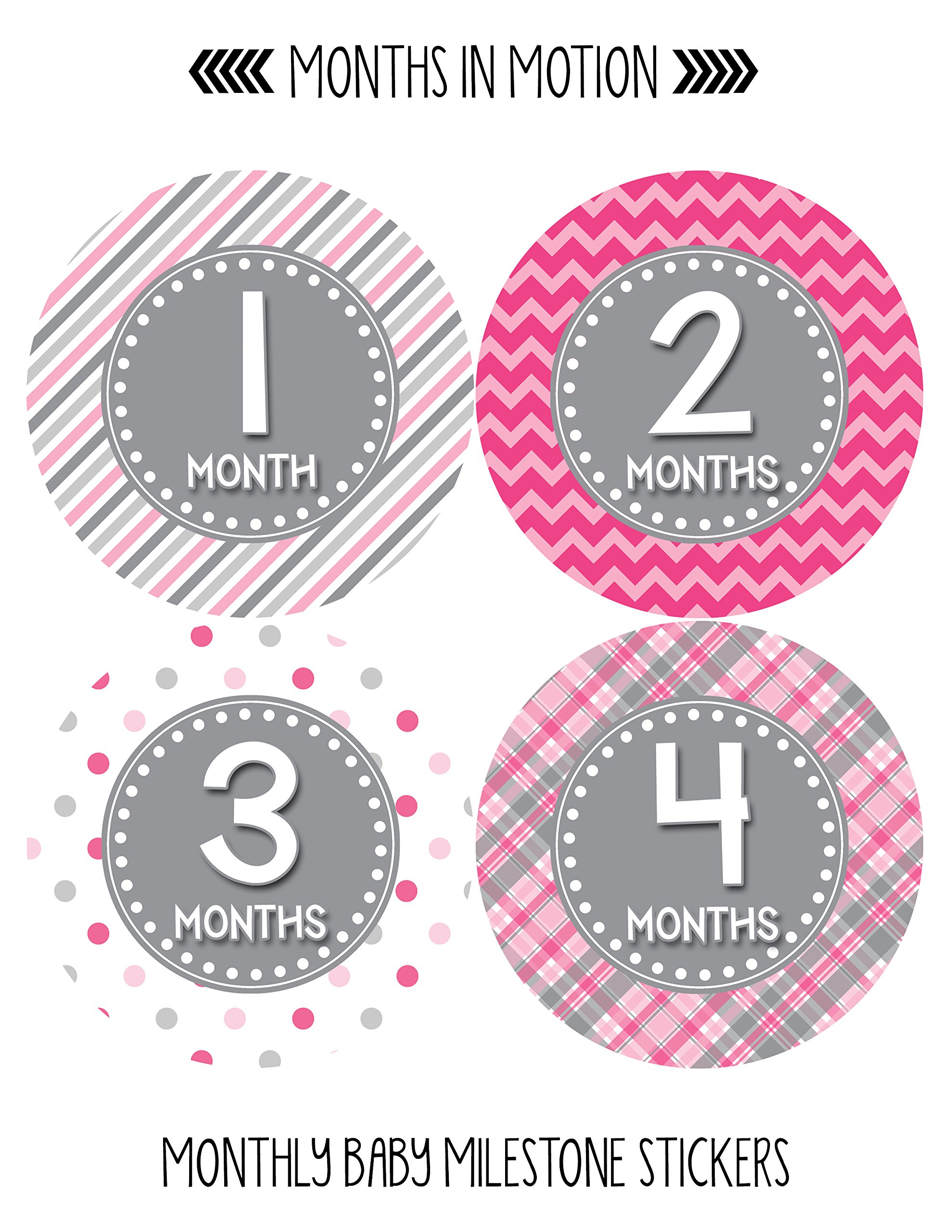 Baby Monthly Milestone Stickers for Newborn Girls - Adhesive Photo Props for 1-12 Months - Perfect for Baby Shower Gifts, First Birthday Decor & Memory Books (Style 411)