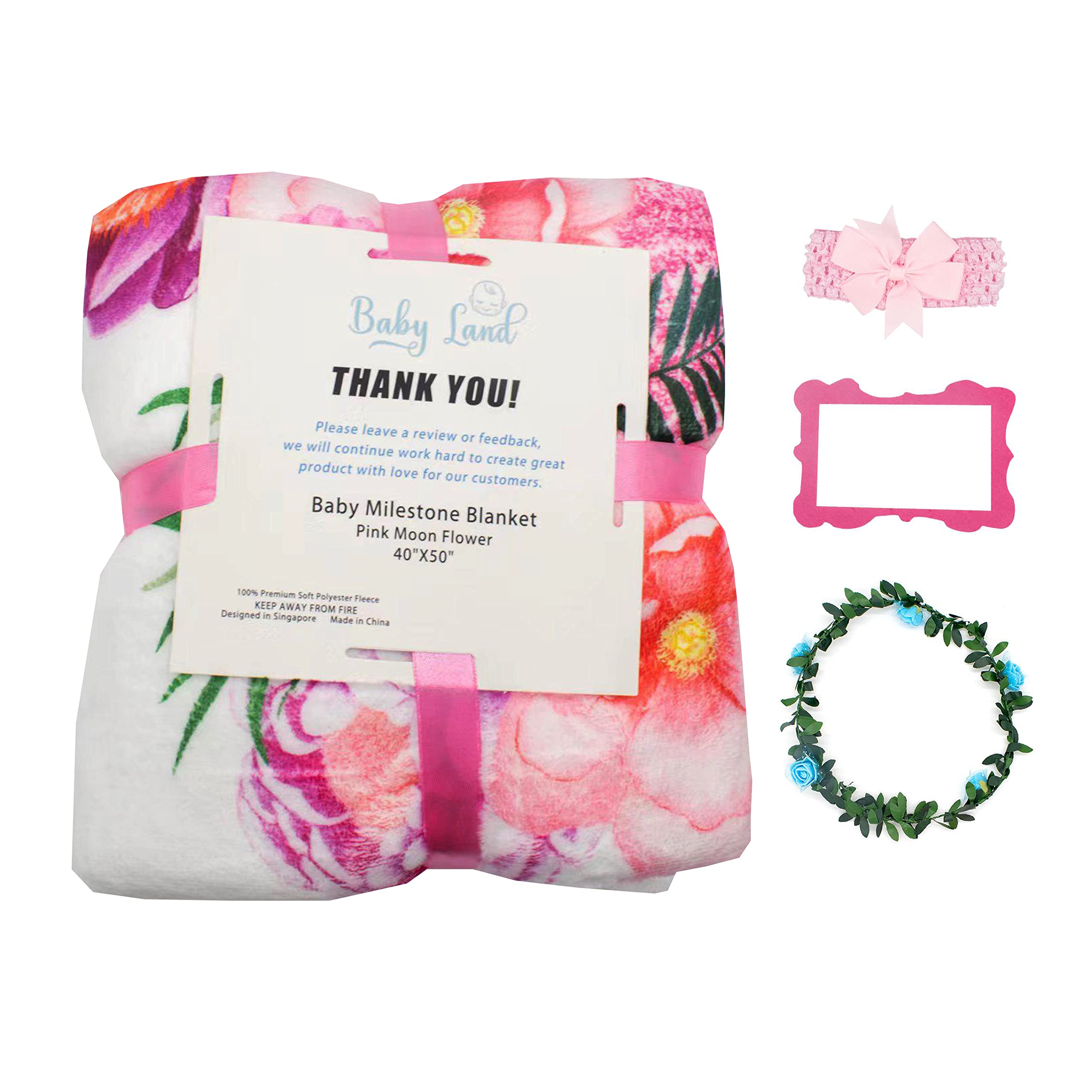 Floral Moon Baby Milestone Blanket - 50