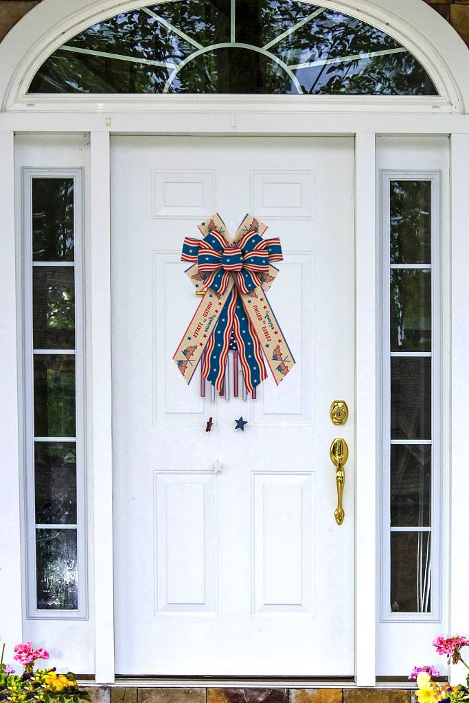 American Flag Wreath Bows - Patriotic Burlap Decor for Memorial Day & 4th of July