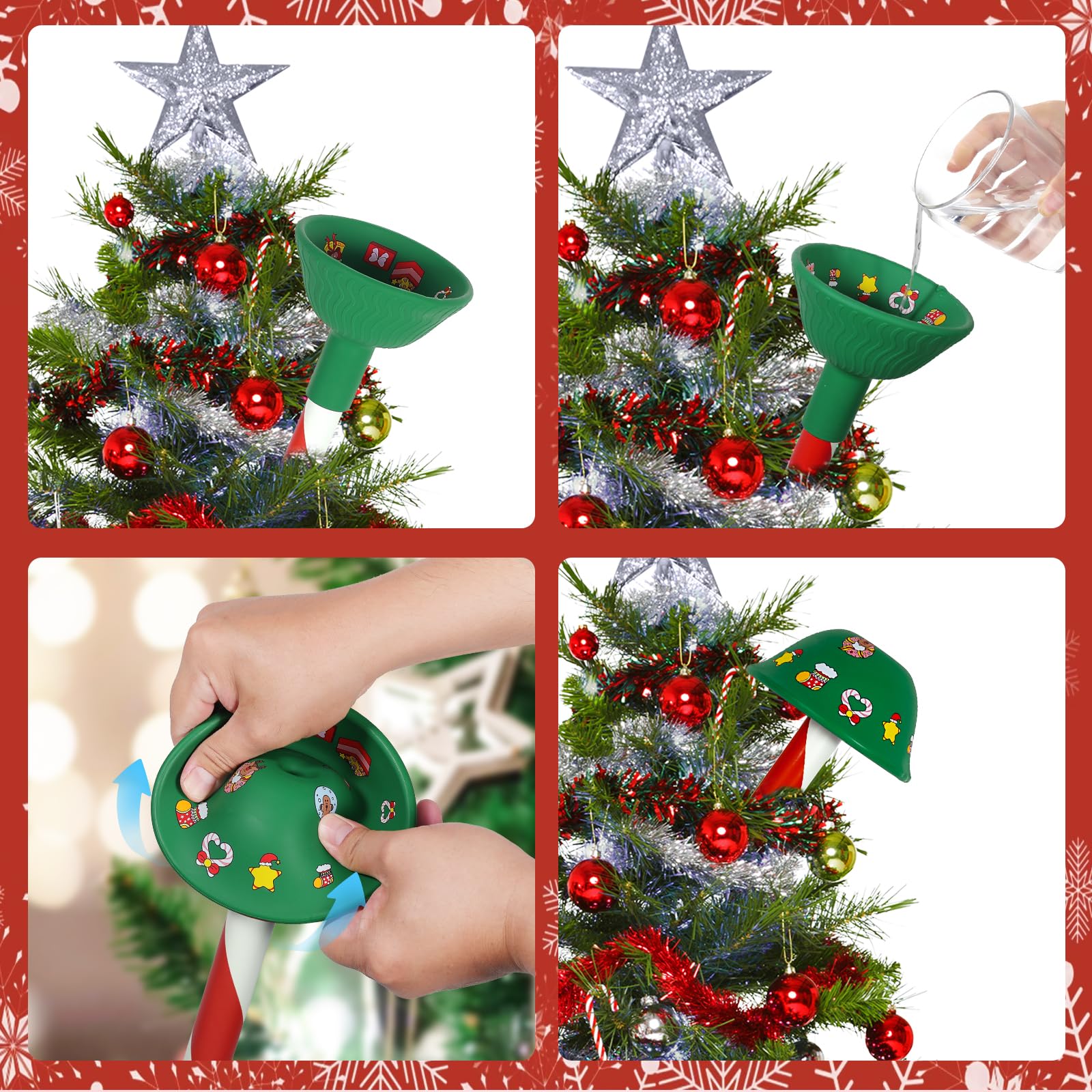 Christmas Tree Watering Funnel - Long Reach Watering System for Xmas Trees | Easy Holiday Tree Care & Maintenance | Perfect for Artificial & Real Christmas Tree Decorations (Green)