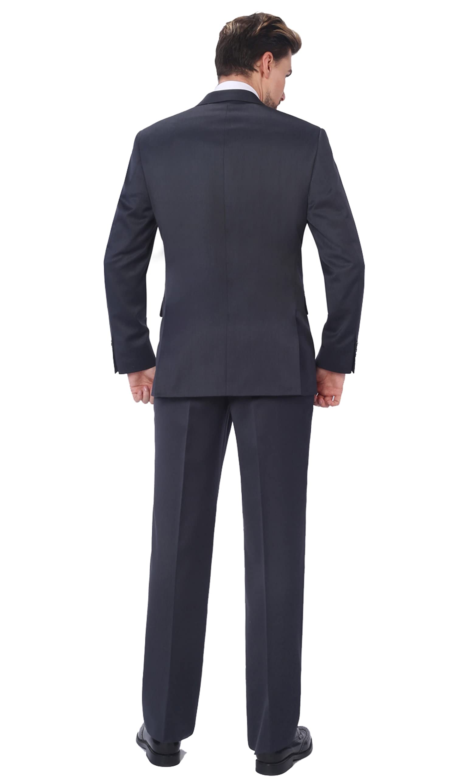 P&L Men's 2-Piece Wool Blend Suit Set - Classic Fit Single Breasted Two-Button Jacket & Dress Pants for Business, Weddings & Formal Occasions