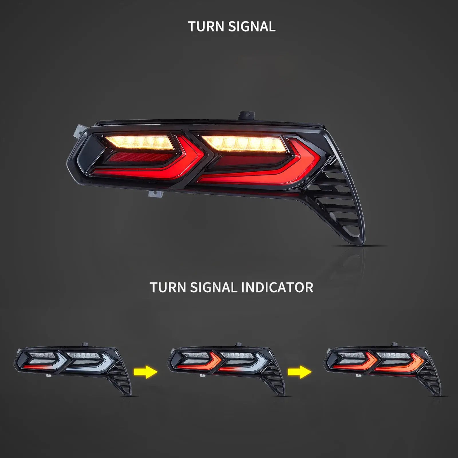 2014-2019 Chevrolet Corvette C7 LED Tail Lights with Sequential Turn Signals - High Performance Brake Lights for Night Driving & Car Shows