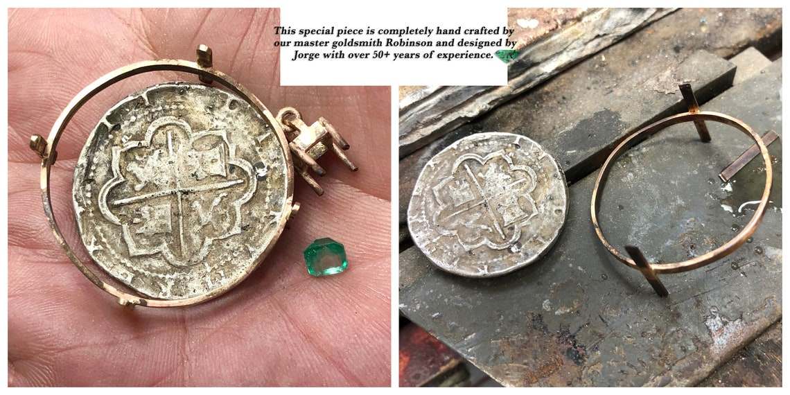 1.10 Carat Unisex Shipwreck Atocha Medallion Pendant - 14K Yellow Gold & 925 Sterling Silver - Perfect for Treasure Hunters, History Buffs & Unique Jewelry Gifts
