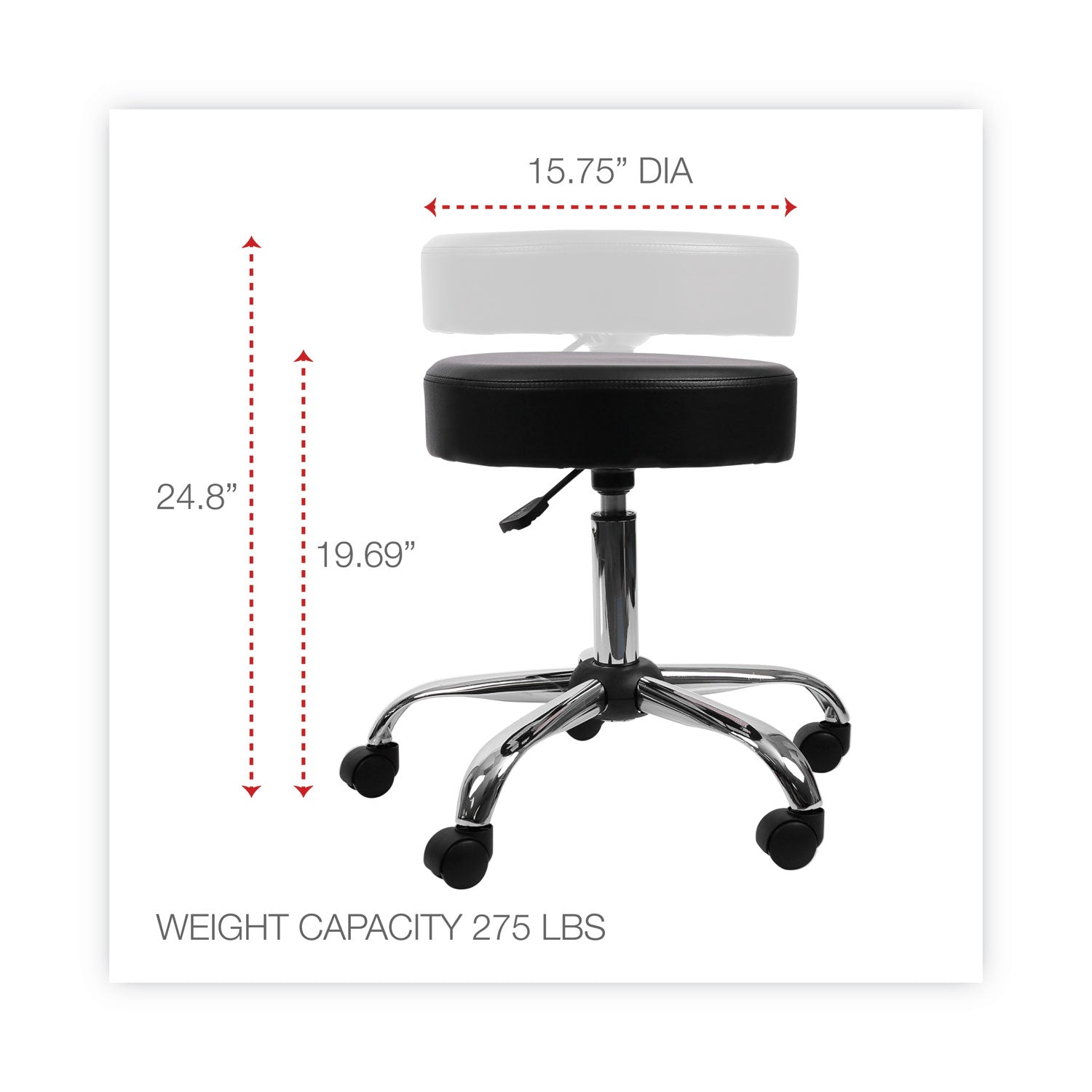 Alera® Adjustable Lab Stool - Backless Ergonomic Chair with 19.69
