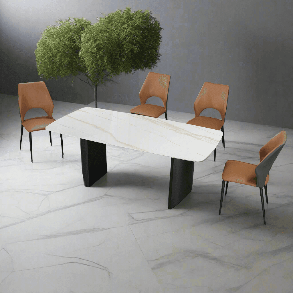 Premium Janice Sintered Stone Dining Table - Modern & Durable Kitchen Furniture for Family Gatherings | Perfect for Dining Rooms, Kitchens, and Open-Concept Living Spaces