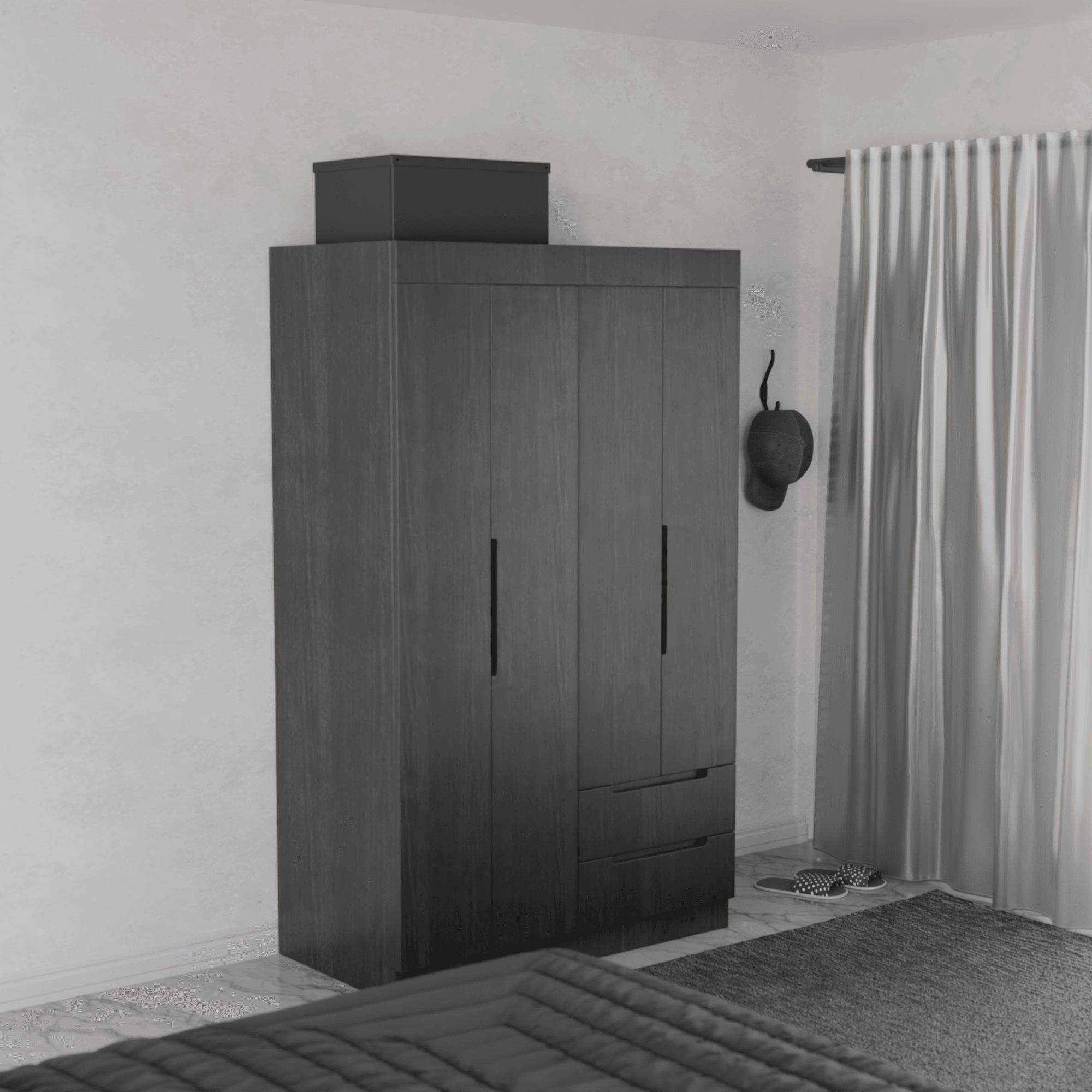Harrison 4 Door Open Wardrobe Closet - Spacious Storage for Bedroom, Living Room & Walk-In Closet Organization