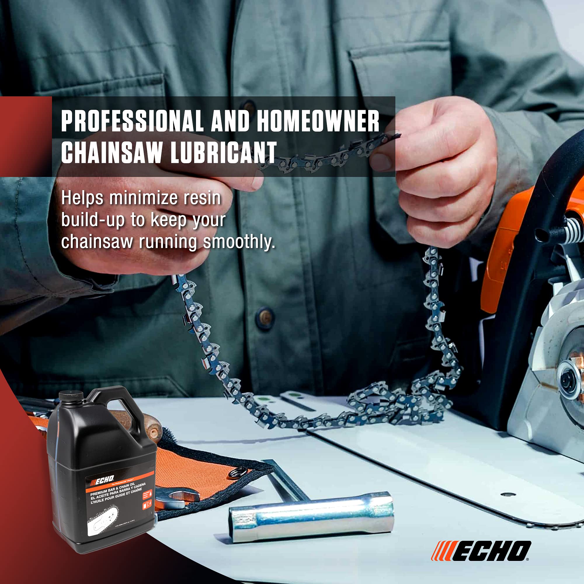 Echo Products 6459007 Professional Power Chainsaw Bar and Chain Oil - High-Performance Lubricant for Chainsaws, Minimizes Resin Build-Up - 1 Gallon (128 fl oz) 4-Pack - Ideal for Home & Professional Wood Cutting, Forestry Work, and DIY Projects