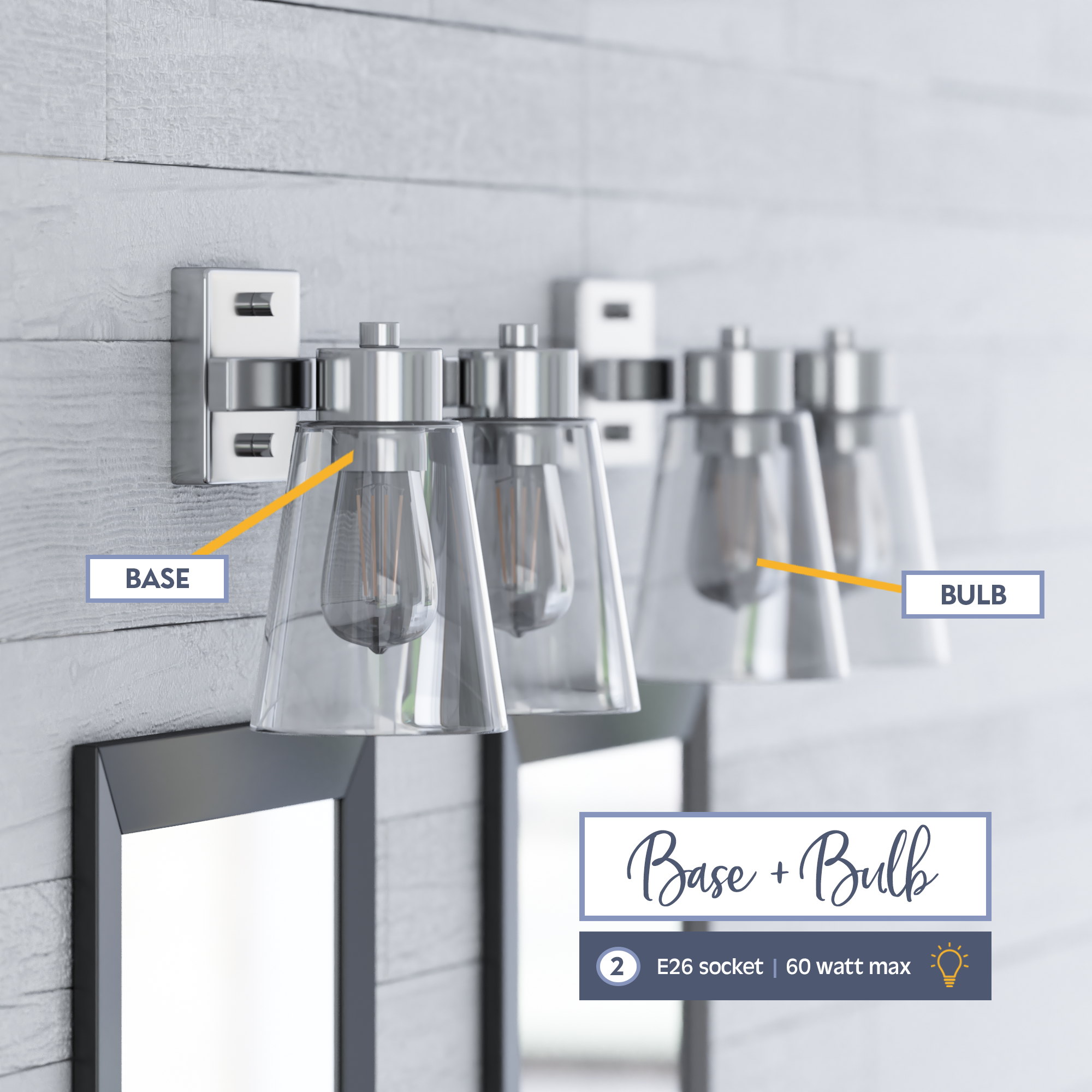 Fairendale 2-Light Vanity Light Fixture with Clear Glass Shades in Brushed Nickel Finish - Perfect for Bathroom, Bedroom, or Dressing Room Lighting