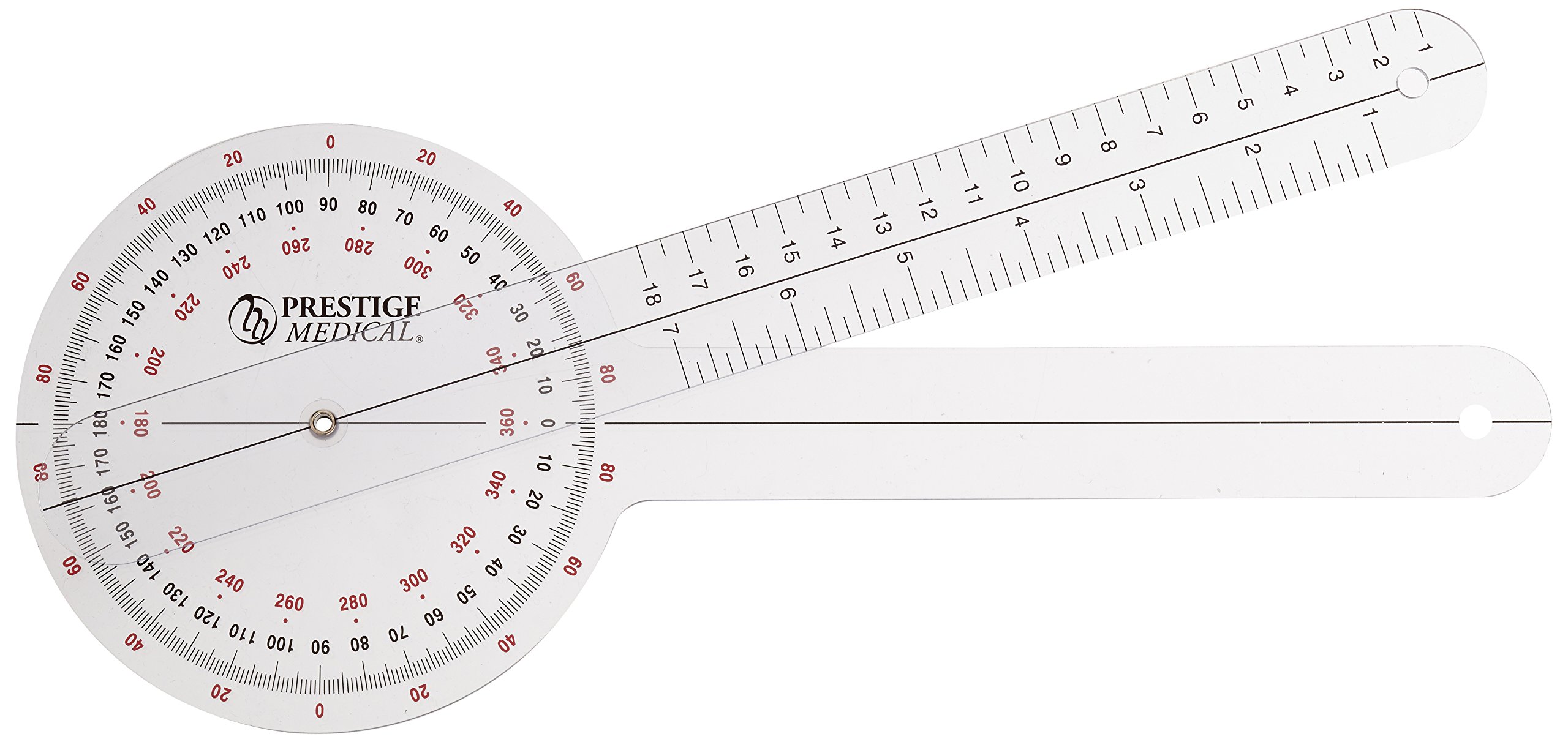 Prestige Medical Plastic Goniometer 360 Degree ISOM - 12 Inch Measuring Tool for Physical Therapy, Sports Medicine & Rehabilitation - Perfect for Joint Angle Measurement & Range of Motion Assessment
