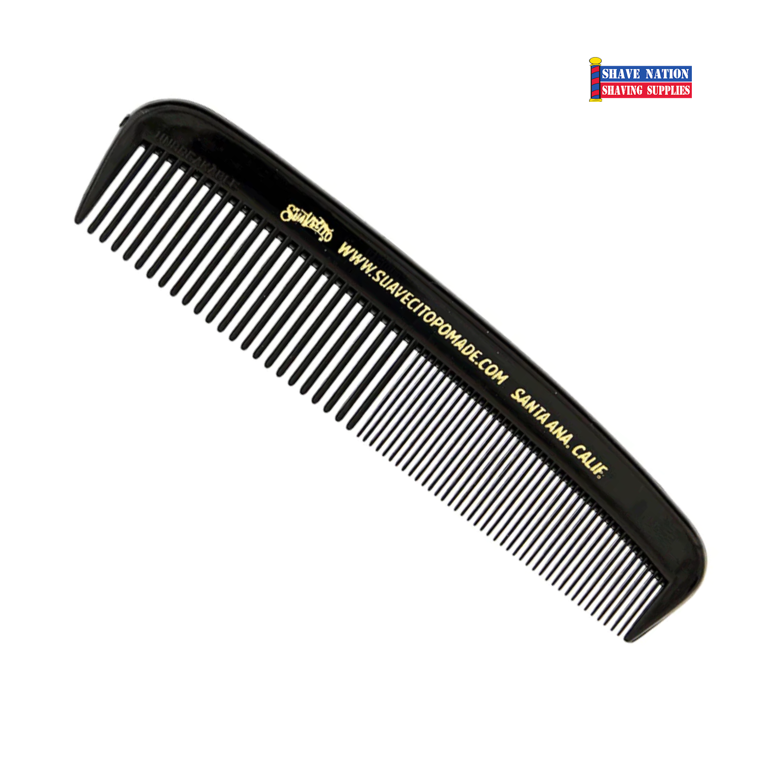 Suavecito 5 Inch Black Pocket Comb for Men - Classic Barber Comb for Styling, Grooming & Travel | Perfect for Beards, Mustaches & Hair Care