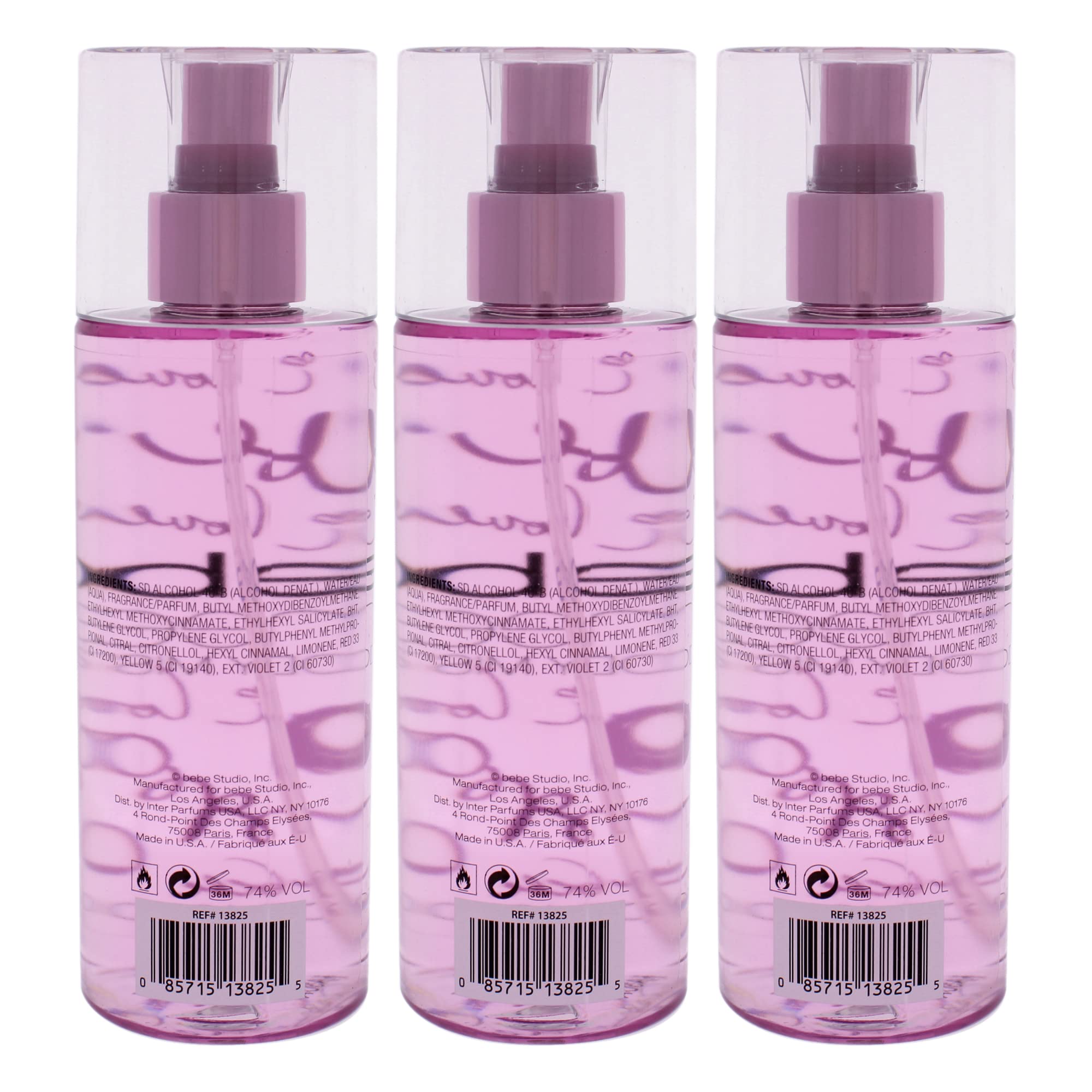 Bebe Sheer Body Mist for Women - Floral & Citrus Perfume Spray with Pink Peony, Citrus Cocktail & Sandalwood - 8.4 oz (Pack of 3) - Sensual Fragrance for Date Night, Office & Everyday Wear