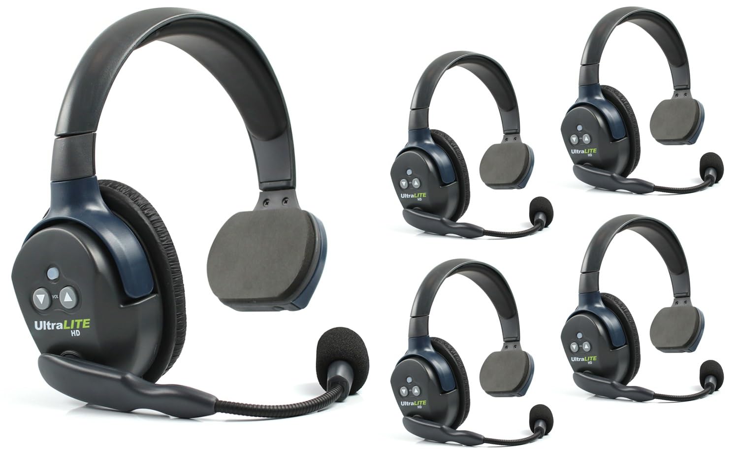 Eartec UL5S Ultralite Full Duplex Wireless Headset System for 5 Users - 5 Single Ear Headsets with 5 Extra Batteries & Cleaning Wipes - Perfect for Construction, Event Staff & Warehouse Communication