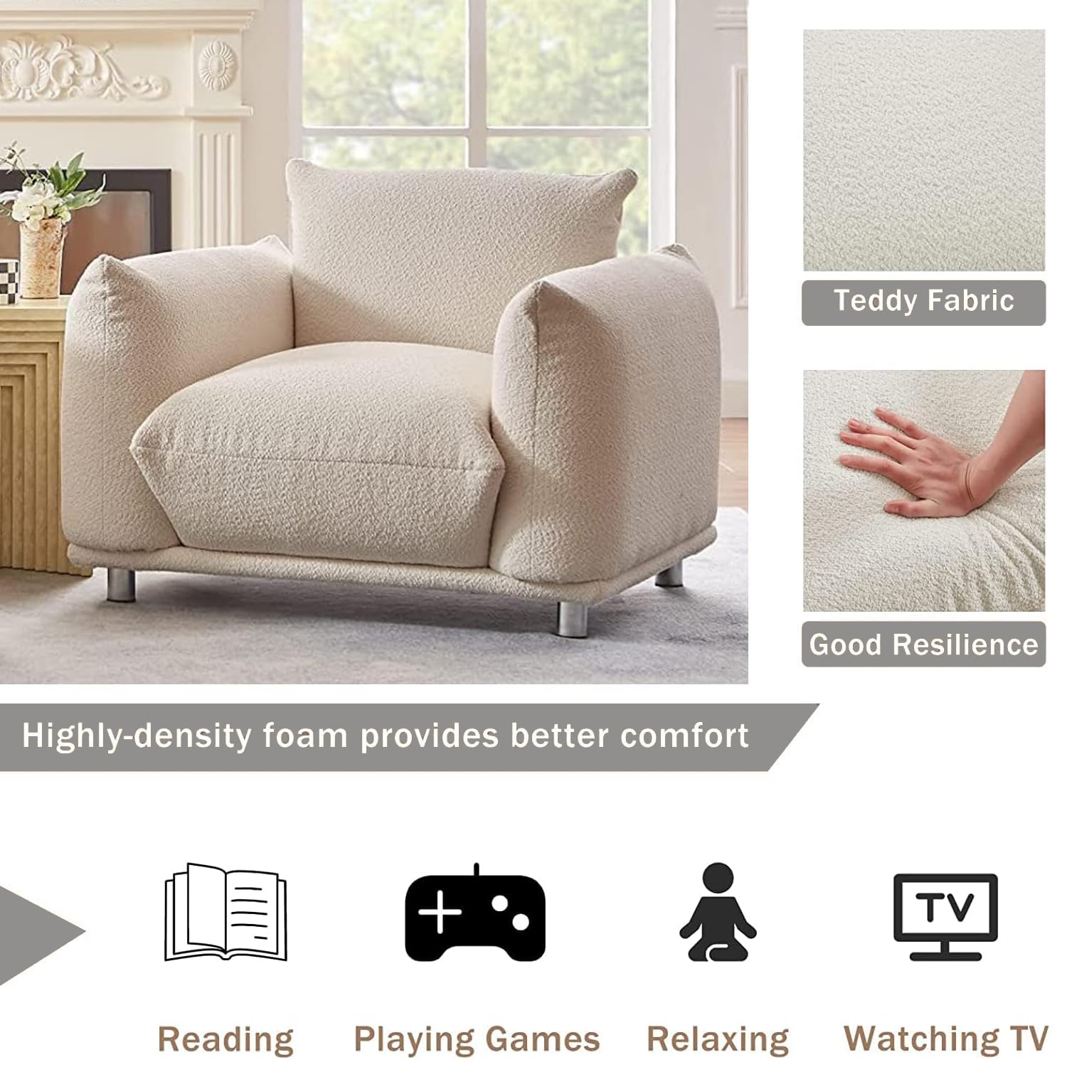 Premium Lambswool Sherpa Oversized Accent Chair - 42