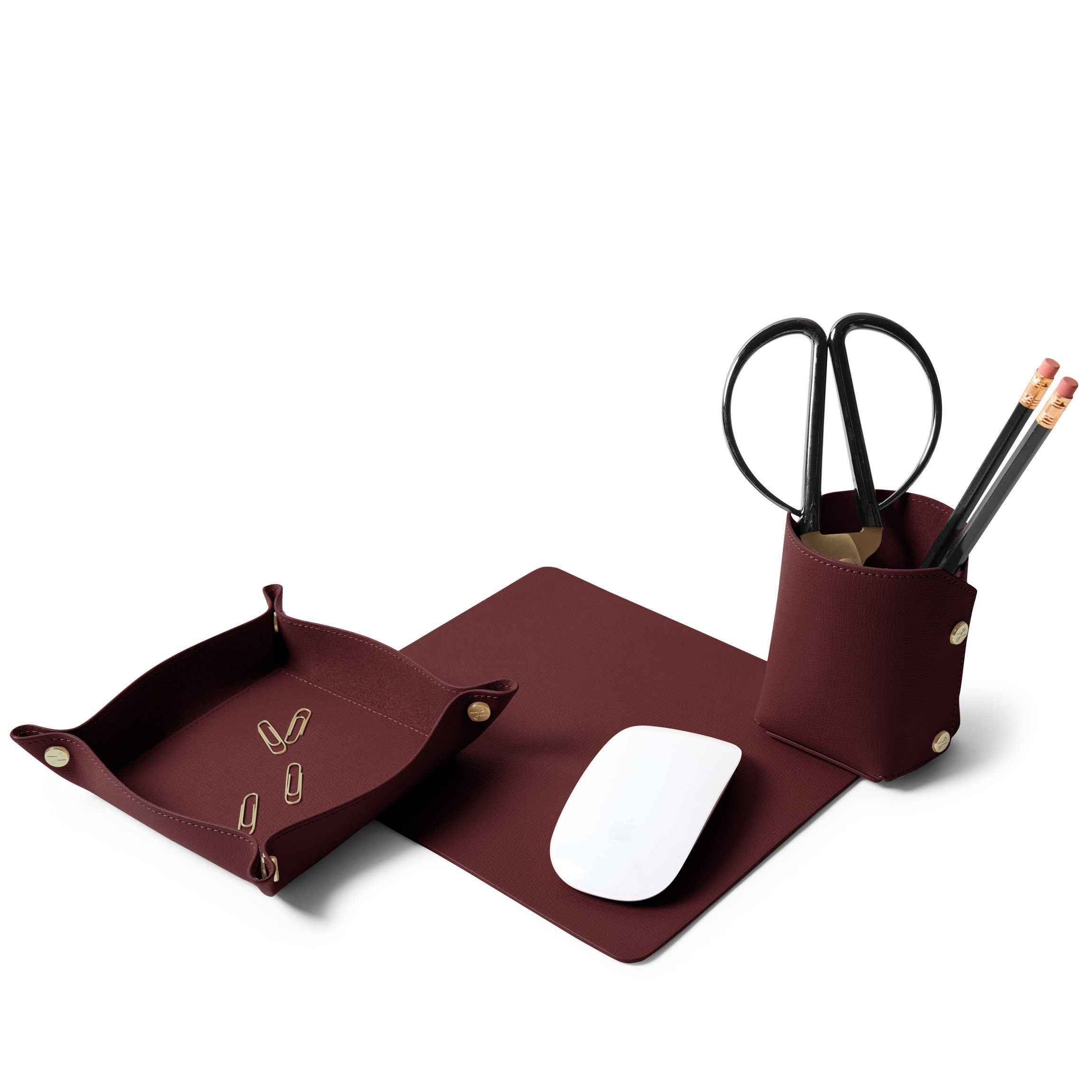 Premium Oxblood Leather Travel Desk Set - Portable Office Organizer for Business Professionals & Remote Work - Perfect for Airplanes, Hotels & Home Offices