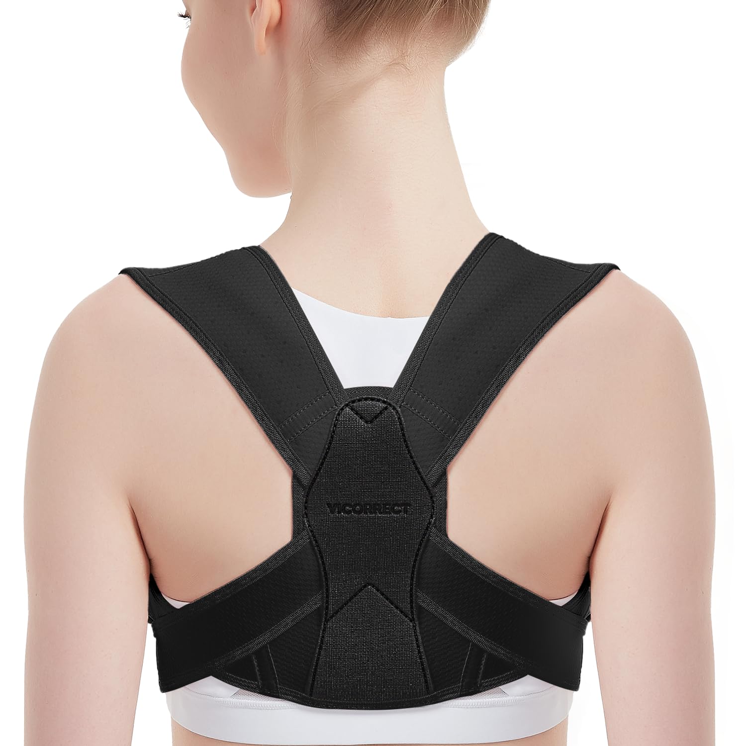 Adjustable Posture Corrector for Women & Men - Upper Back Brace with Clavicle Support for Neck, Shoulder & Back Pain Relief (Black, S/M) - Perfect for Office Work, Driving & Daily Activities