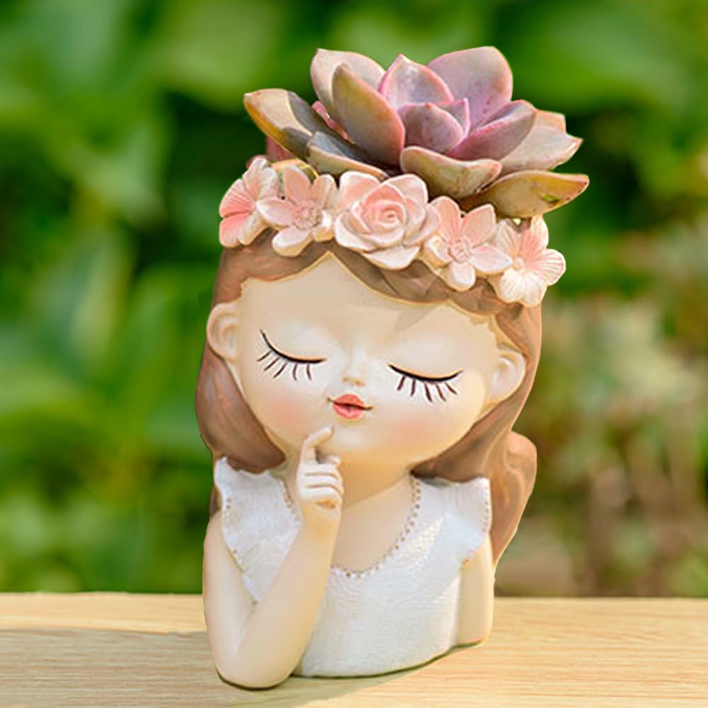 Small Cute Face Succulent Pots with Drainage Hole - Fairy Garden Planters for Indoor Plants, Tiny Cactus Containers - Perfect Gift for Plant Lovers & Home Decor - Ideal for Windowsills, Office Desks and Fairy Garden Displays