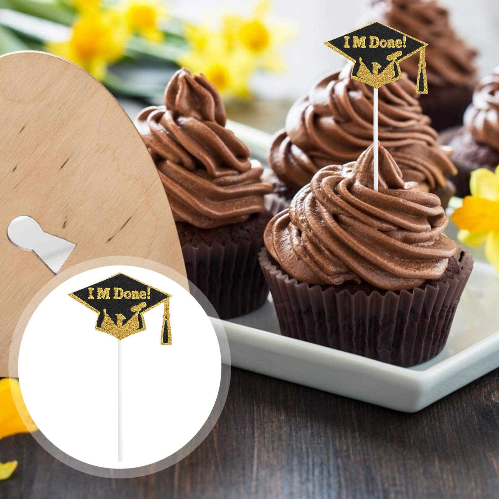 10pcs Graduation Cake Toppers - Edible Cake Decorations for Graduation Party, Cupcake Picks, Dessert Inserts - Perfect for Graduation Cakes, Cupcakes & Celebration Desserts (Graduation Party Decor, School Celebration)
