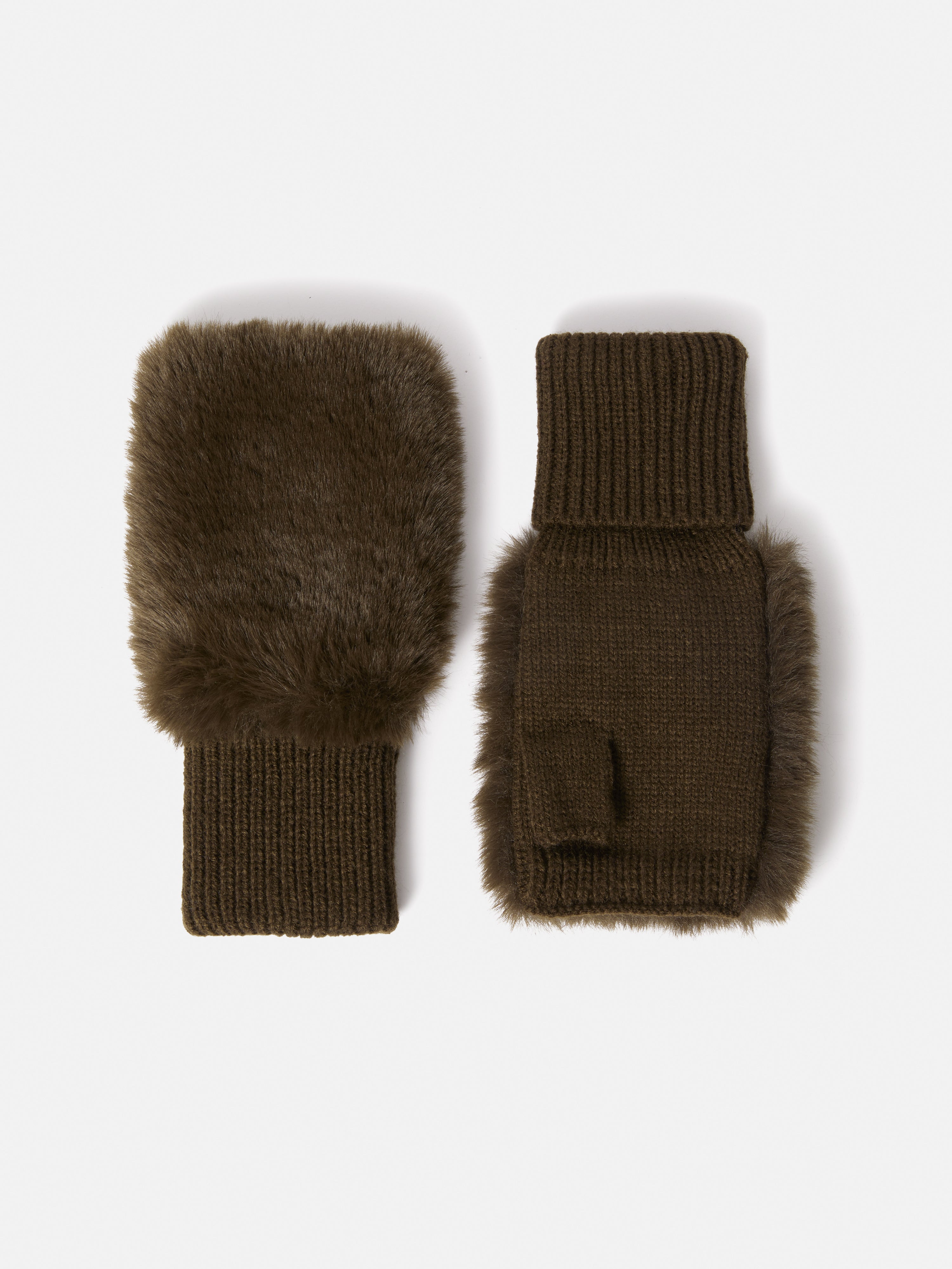 Warm Faux Fur Mittens for Women & Men - Soft Khaki Winter Gloves for Cold Weather - Perfect for Outdoor Activities, Skiing & Snowboarding