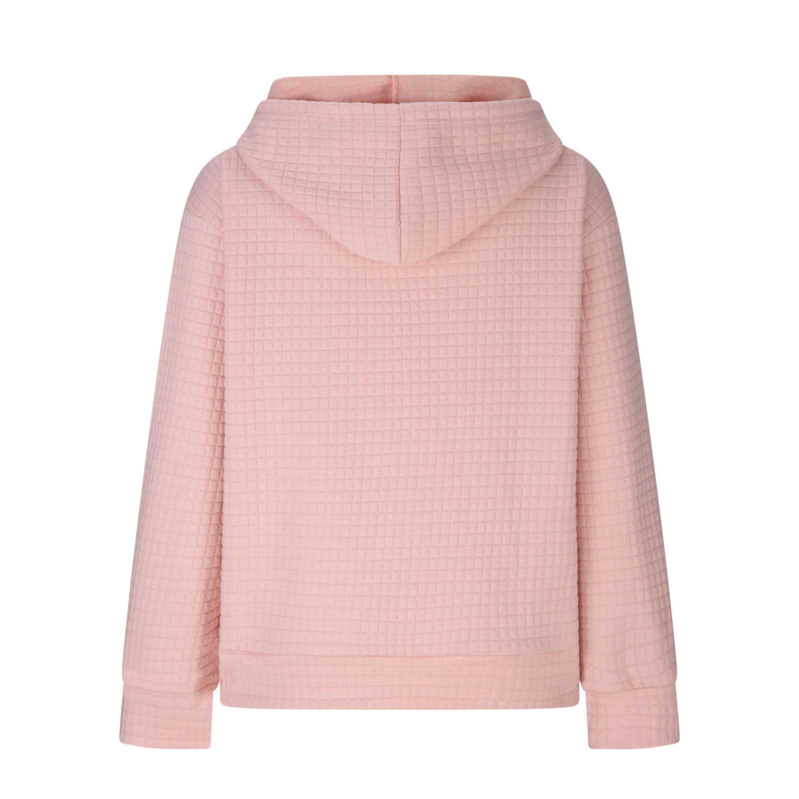 Women's Casual Waffle Knit Hooded Sweatshirt with Drawstring & Pockets - Soft Long Sleeve Pullover Hoodie for Lounge, Travel & Outdoor Activities