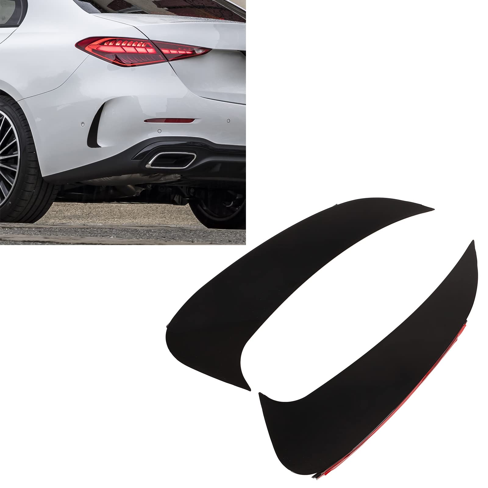 Qiilu Rear Bumper Side Vent Spoiler - 2PCS Glossy Black Replacement for Mercedes-Benz C-Class W206 (Left & Right) - Enhance Aerodynamics & Style for Sedan Performance