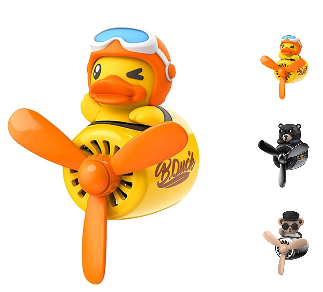 Furry Pilot Air Freshener for Cars - Cute Creative Propeller Scent Diffuser (Medium, Yellow) | Hanging Car Accessories for Fresh Scent & Fun Decor