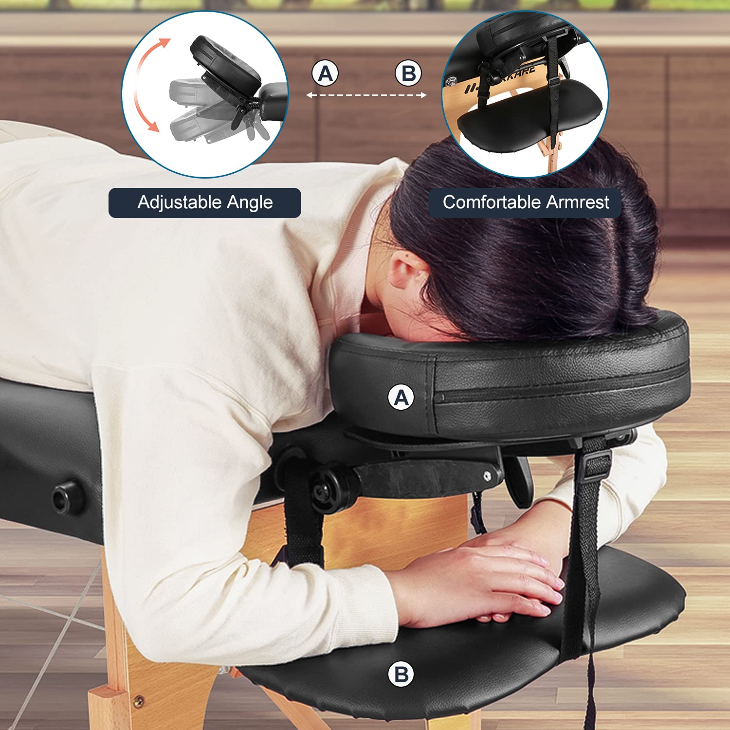 Portable Massage Table with Carrying Bag - Adjustable Height Facial & Lash Treatment Bed for Spa, Salon - Foldable Design with Headrest & Armrest - Perfect for Professional Therapists & Home Use