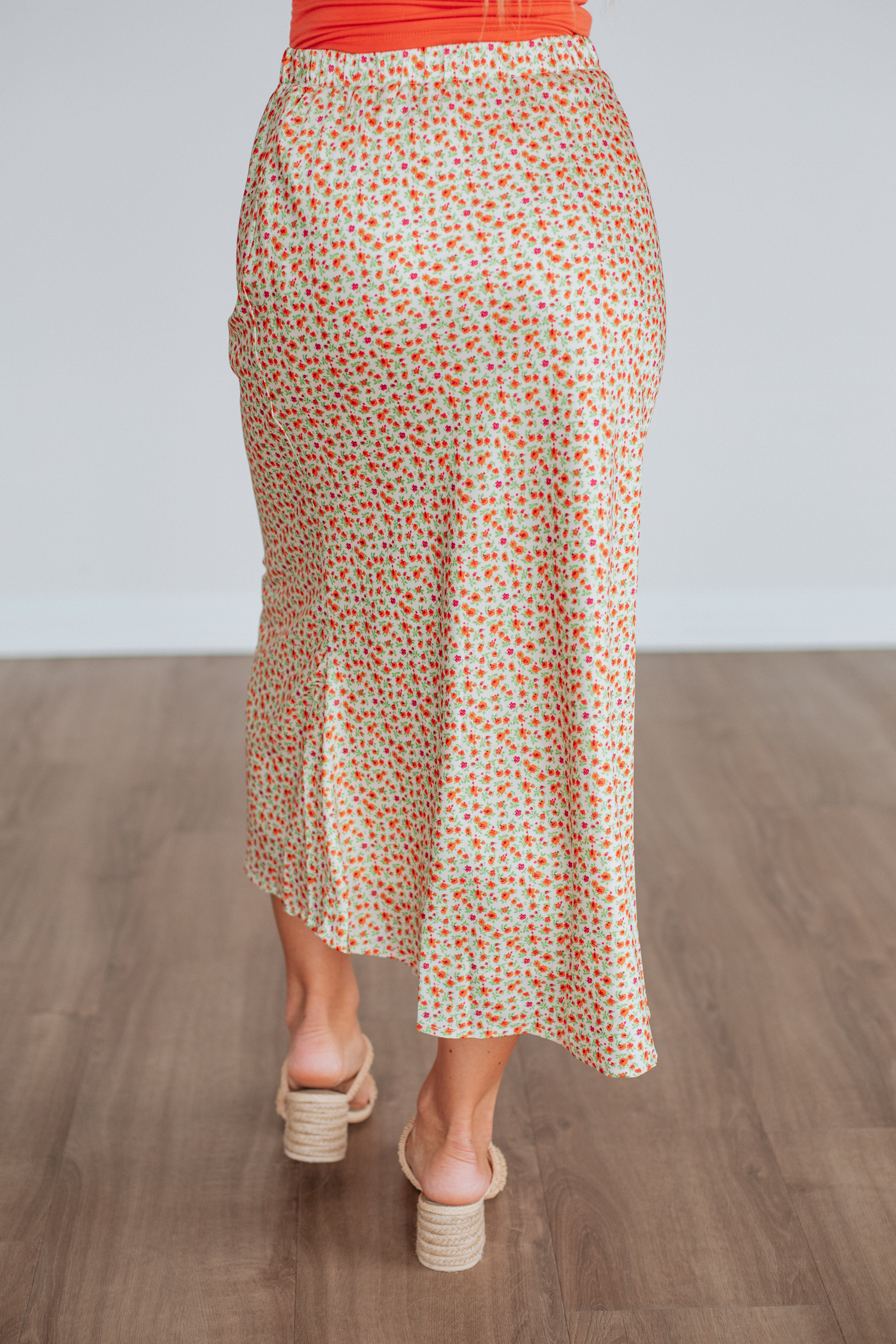 Eileen Floral Skirt for Women - A-Line Summer Midi Skirt with Pockets - Boho Flowy Skirt for Beach, Vacation, and Casual Outings