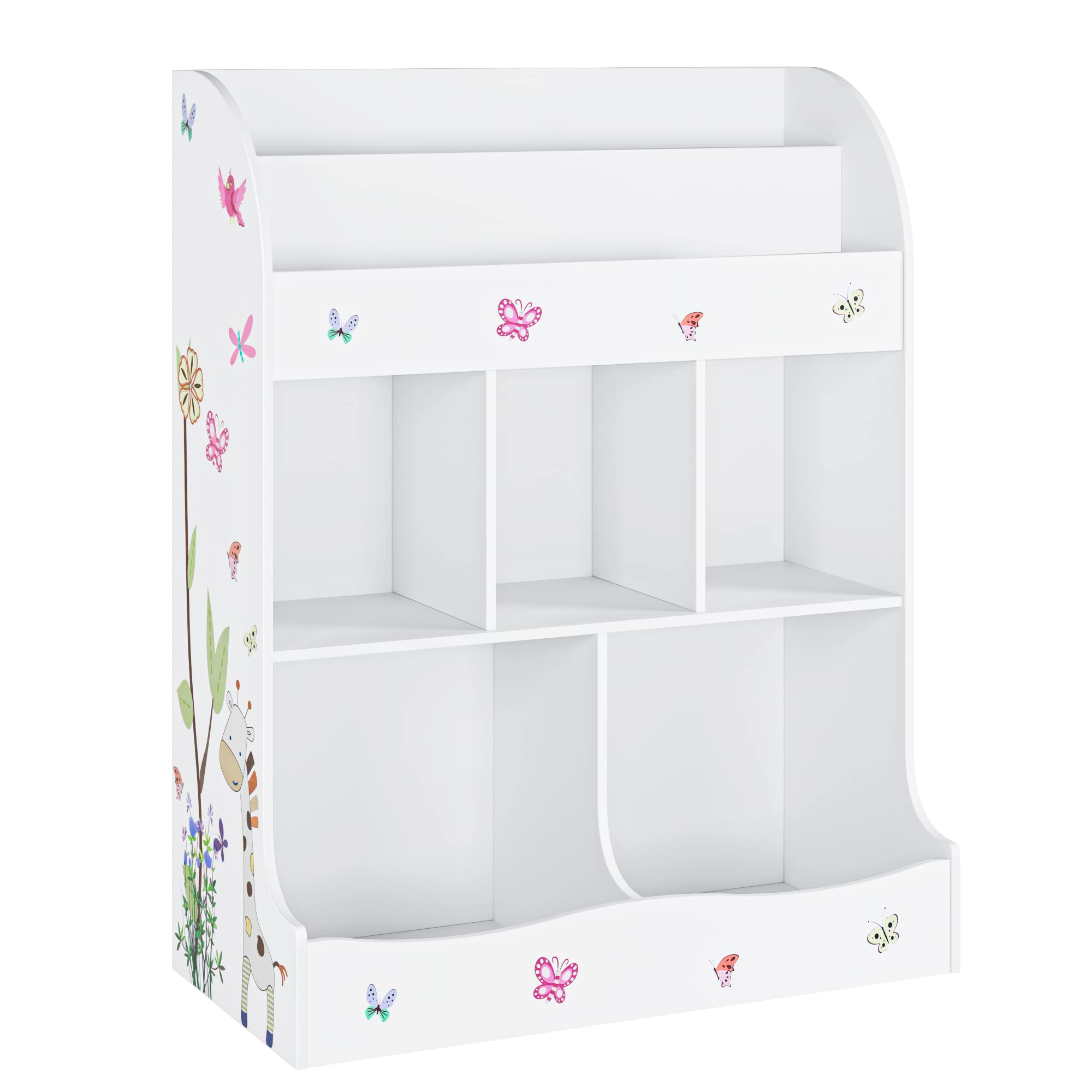 Kids Toy Storage Organizer with Bookcase - 6-Cubby Bookshelf & Toy Cabinet for Playroom, Bedroom, Nursery & Classroom - White Children's Furniture for Books, Toys & Room Organization