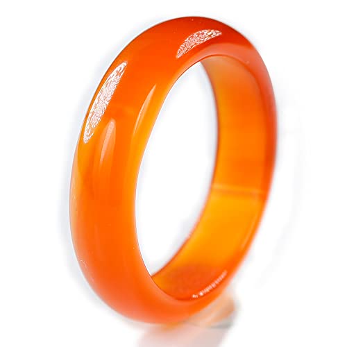Natural Dark Red Carnelian Agate Carved Stone Ring - 5US to 10US Sizes - Dark Orange Whole Stone Unisex Band - Boho Stacking Ring for Women & Men - Perfect for Spiritual Healing, Meditation & Boho Fashion Accessories