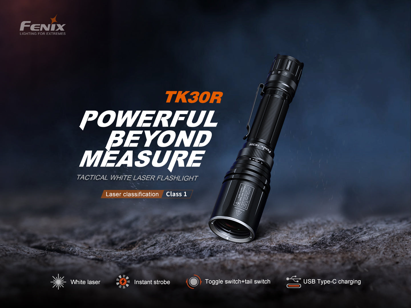 Fenix TK30R Tactical Flashlight with White Laser - 2000 Lumens, USB Rechargeable, IP68 Waterproof - Perfect for Hunting, Camping & Emergency Situations