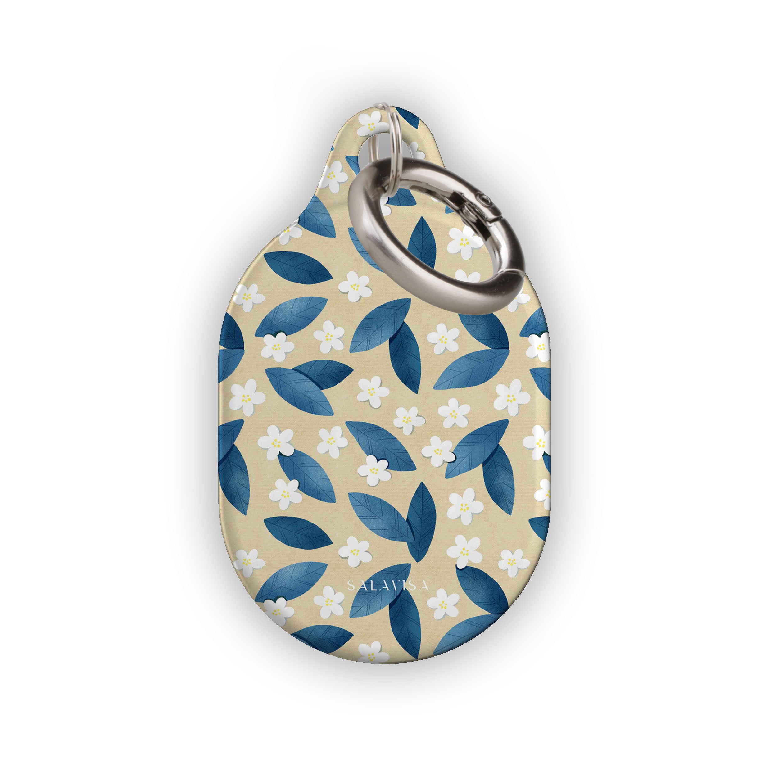 Premium Blue Leaf AirTag Holder - Secure & Stylish Keychain for Apple AirTag - Perfect for Keys, Wallets, Bags & Luggage Tracking