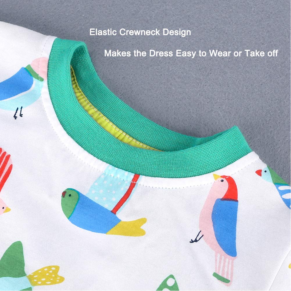 Cartoon Knit T-Shirt Dress for Little Girls with 2 Pockets - Cute Casual Playwear for School, Playdates & Family Outings