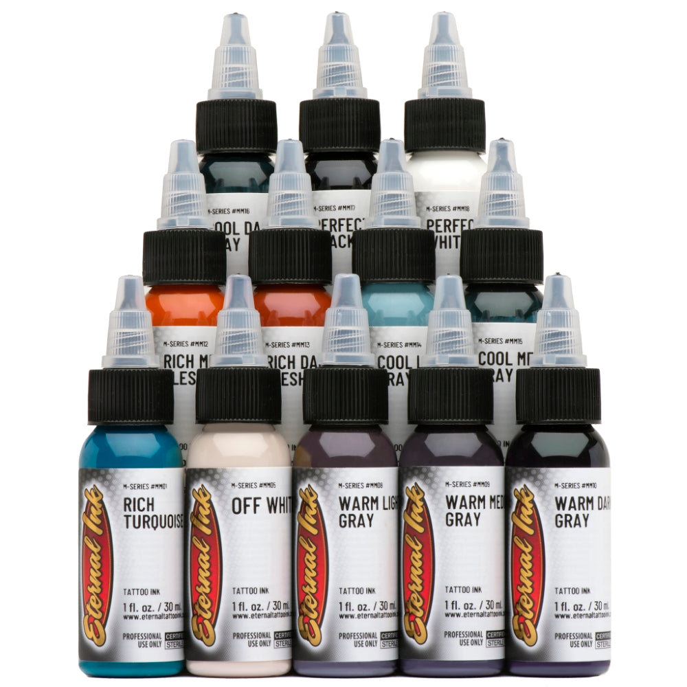 Eternal Tattoo Ink - Mike Devries & Mario Rosenau M Series Professional Tattoo Kit | High-Quality Pigment Set for Artists | Perfect for Studio Work & Tattoo Conventions