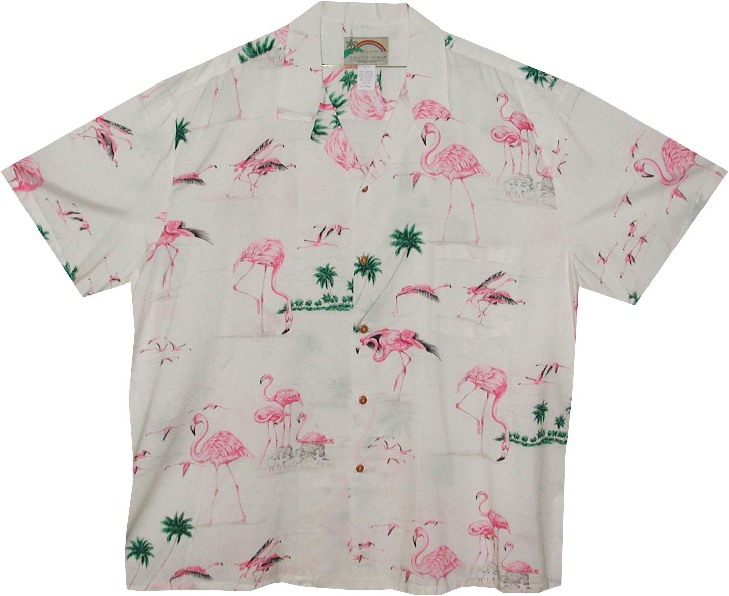 Paradise Found Men's Pink Flamingo Hawaiian Shirt - 100% Made in USA - Breathable Summer Shirt for Beach Vacation, Luau Party & Tropical Getaway