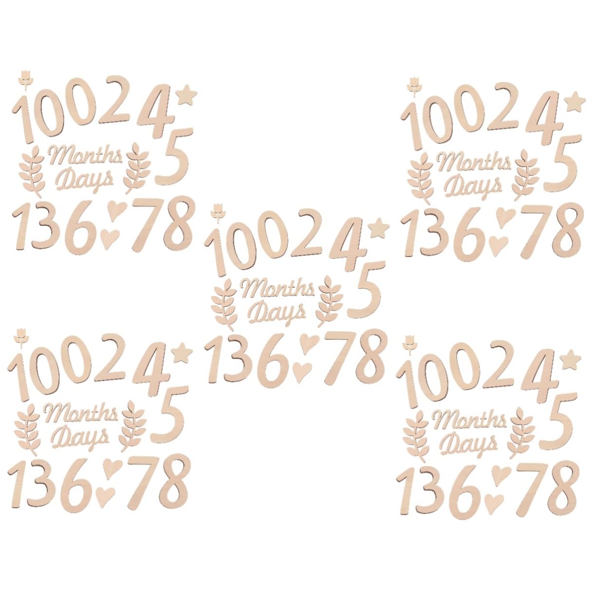 ibasenice 5 Sets Unique Wooden Baby Milestone Cards with Numbers - Personalized Baby Shower Decor for Newborn Photography & First Birthday Party Decorations