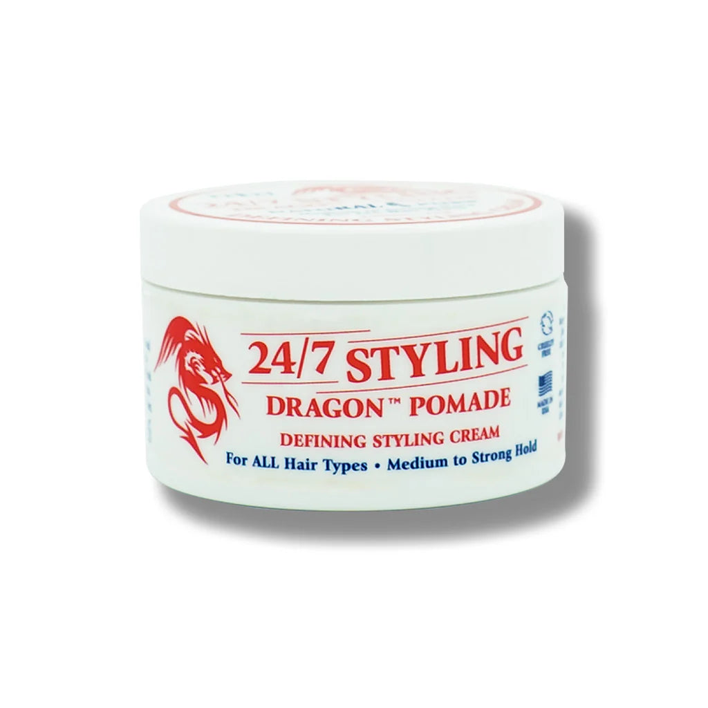 24/7 Styling Dragon Pomade - Strong Hold Hair Wax for Men - All Day Frizz Control & Shine - Perfect for Slick Back, Pompadour & Spiky Hairstyles