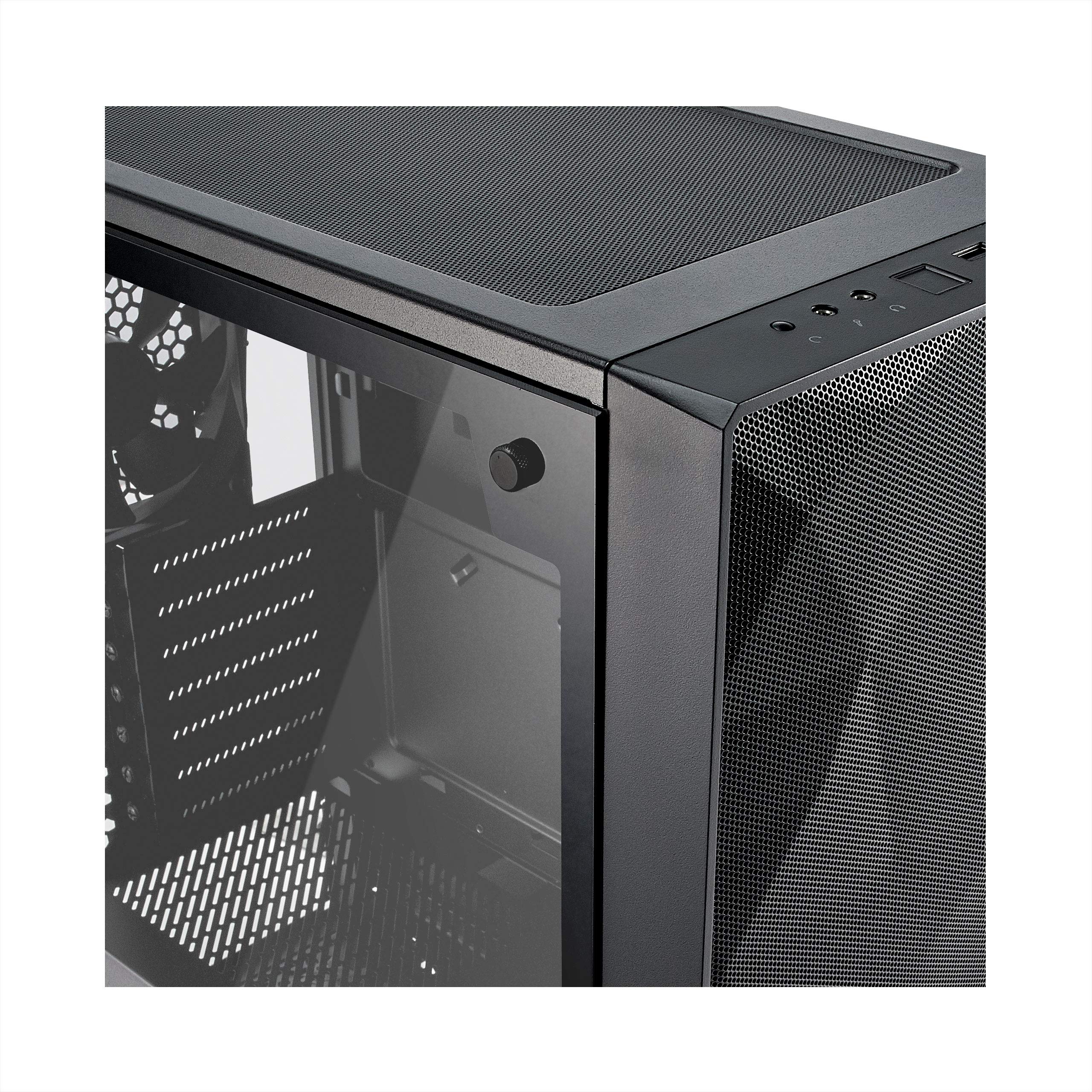 Fractal Design Meshify C Compact ATX Mid Tower PC Case - High Airflow Mesh Front Panel, 2x 120mm Fans, PSU Shroud, Modular Interior - Water Cooling Ready, USB 3.0, Tempered Glass Side Panel (Black) - Perfect for Gaming Rigs & Workstation Builds
