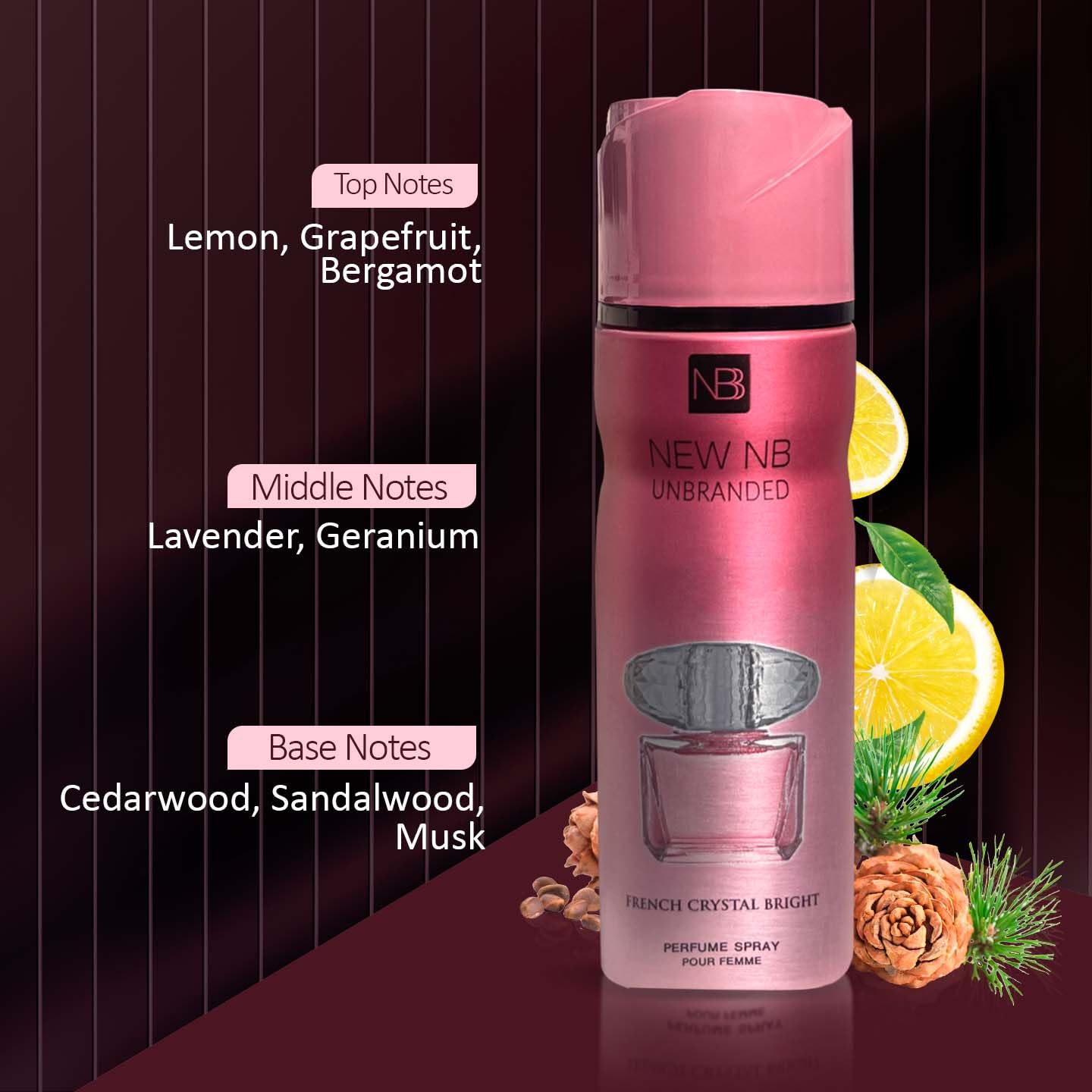 New Nb Unbranded French Crystal Bright Perfume Deodorant Spray for Women 200ml - Long Lasting Fragrance for Daily Use, Work & Special Occasions